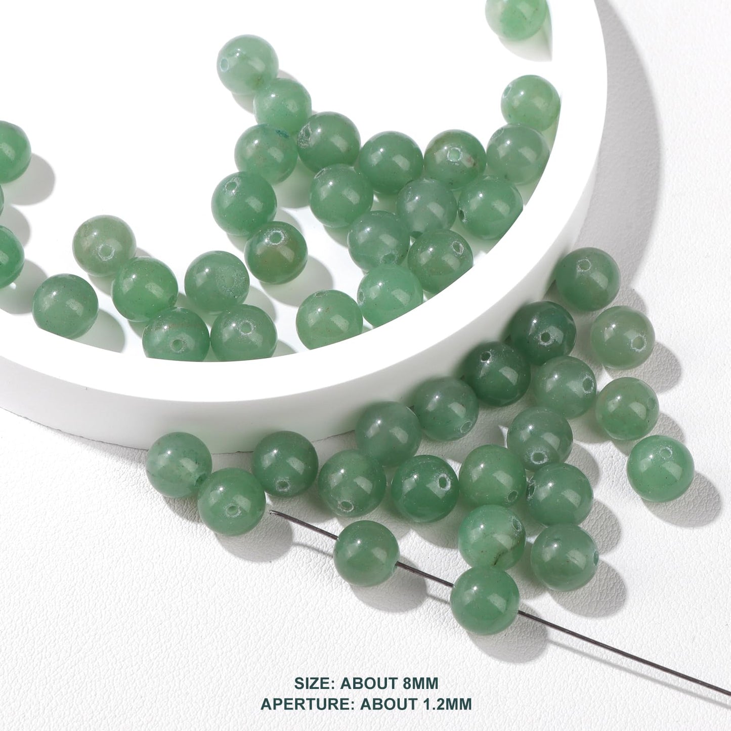 Risyfjew 100PCS 8mm Natural Green Aventurine Beads Gemstone Round Loose Beads for Jewelry Making Chakra Crystal Stone Beads for Bracelets Necklace Earrings Making Supplies (100pcs/Strand)