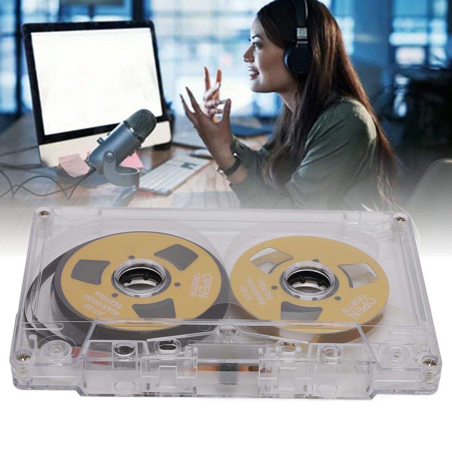 Reel to Reel Blank Cassette Tape, Normal Bias 50 Minutes Recording Tape, for Music Recording (Gold)
