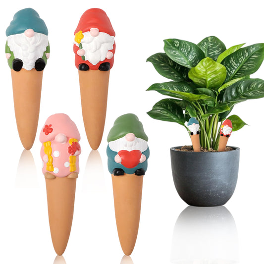 GQIRIL Plant Terracotta Watering Spikes - 4 Pack Plant Self Water Globes Bulbs Insert Irrigation for Indoor Outdoor While Away, Self-Watering Planters Devices with Slow Release System for Garden