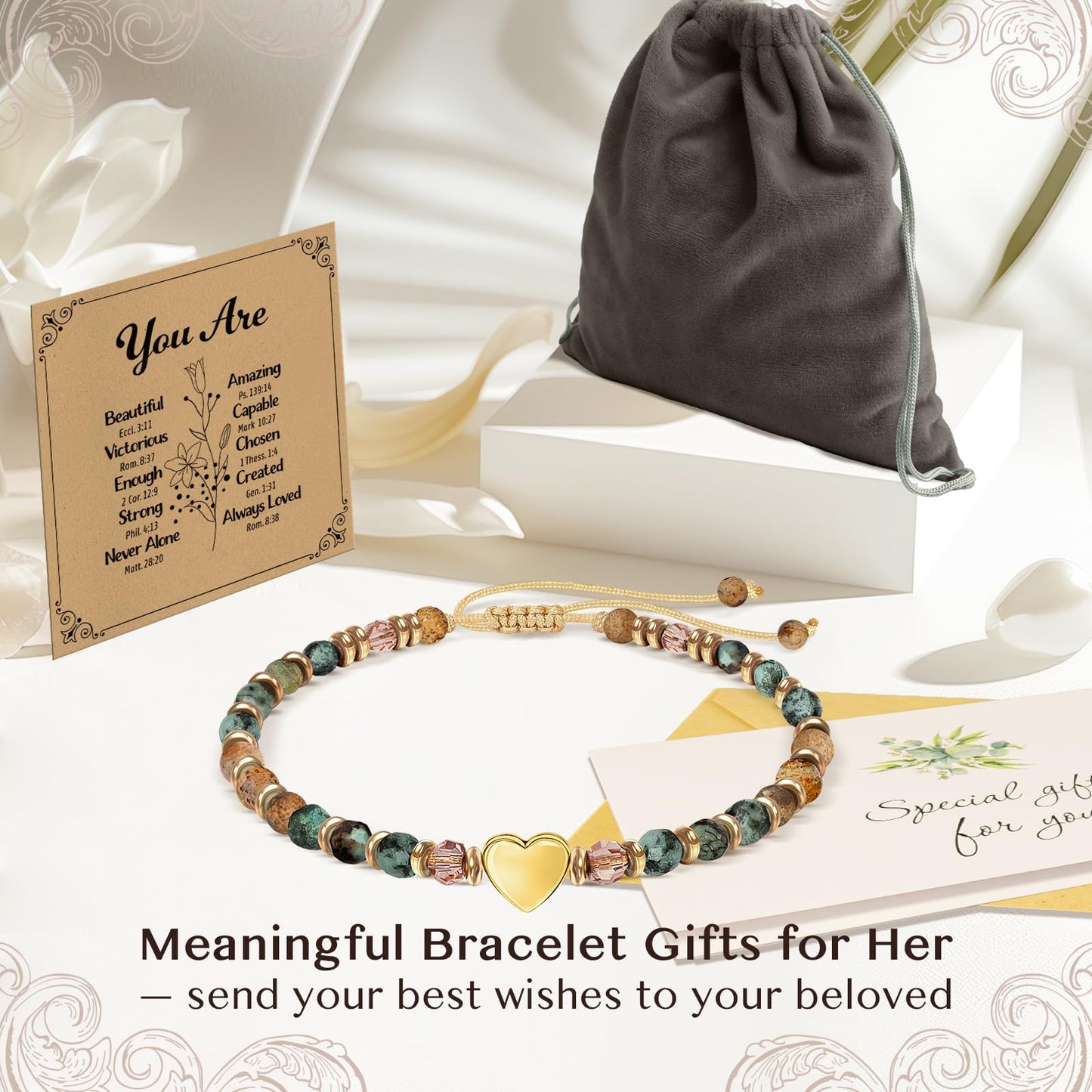 ZOKCC Inspirational Bracelets Gifts for Women: Healing Natural Stone Beads Bracelets - Birthday Mothers Day Gifts Thinking of you Get Well Soon Gift for Women Friends Sister Mom