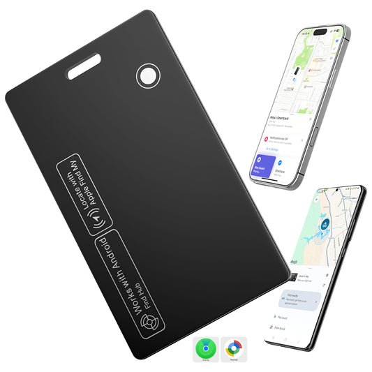 [2026 New] Wallet Tracker Card, Certifed by Apple Find My & Google's Find Hub, Android airtag, Item Locator, Credit Card Size Tracker, Card Holder Tracker, Keys, Bags (Black, 1 Pack)