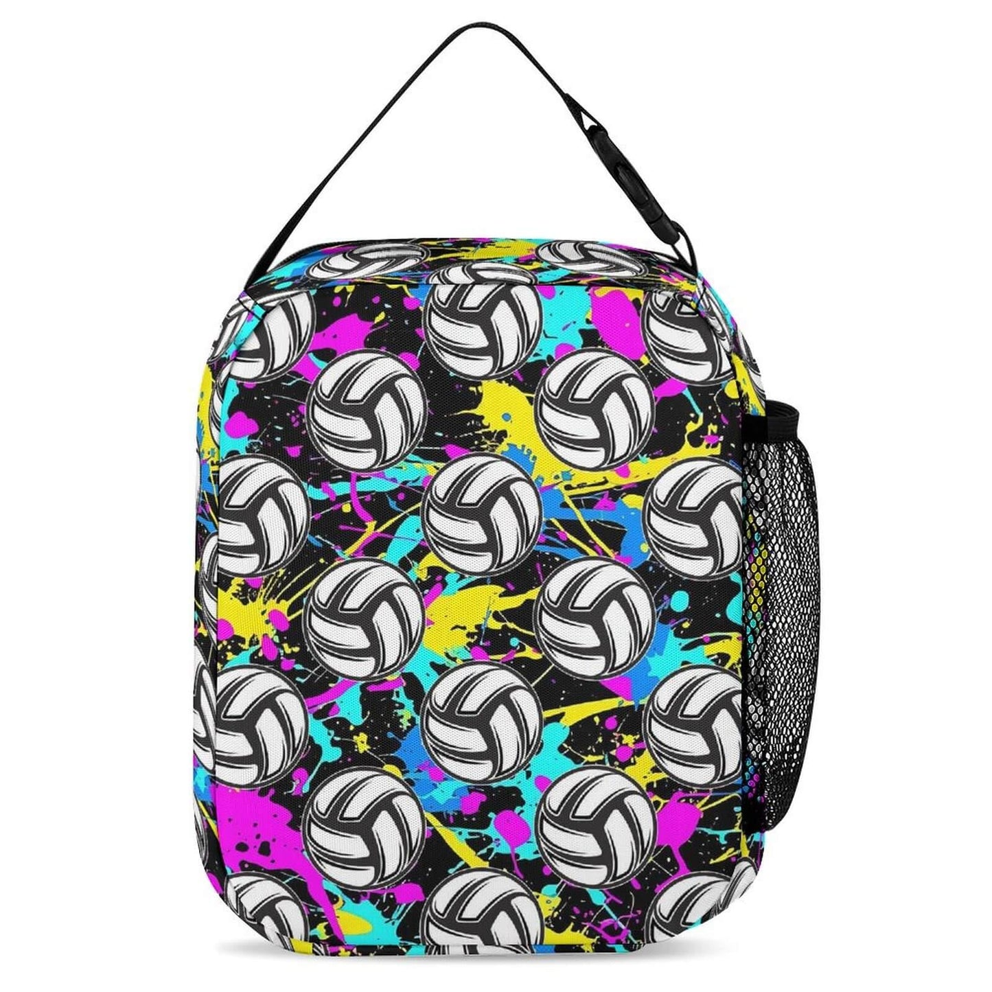 Homieblanket Volleyball Backpack with Lunch Box & Pencil Case, 16 Inch Cool Sports Themed Bookbag, Adjustable Durable Lightweight Large Capacity, Colorful Backpacks Set for Kids Girls Boys School