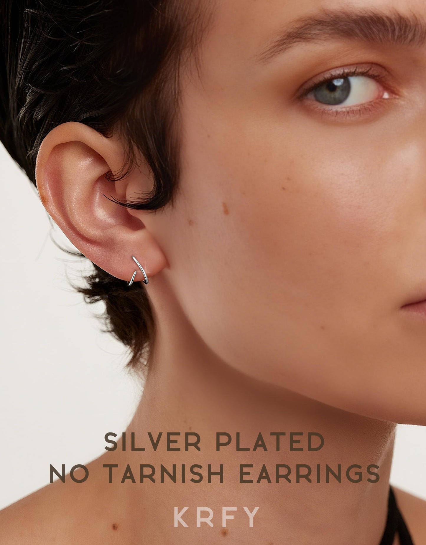 KRFY 2 Pairs Stud Earrings for Women, 16K Plated Silver Gold Earrings for Women Trendy S925 Sterling Silver Post, Dainty Hypoallergenic Earring Jewelry No Tarnish
