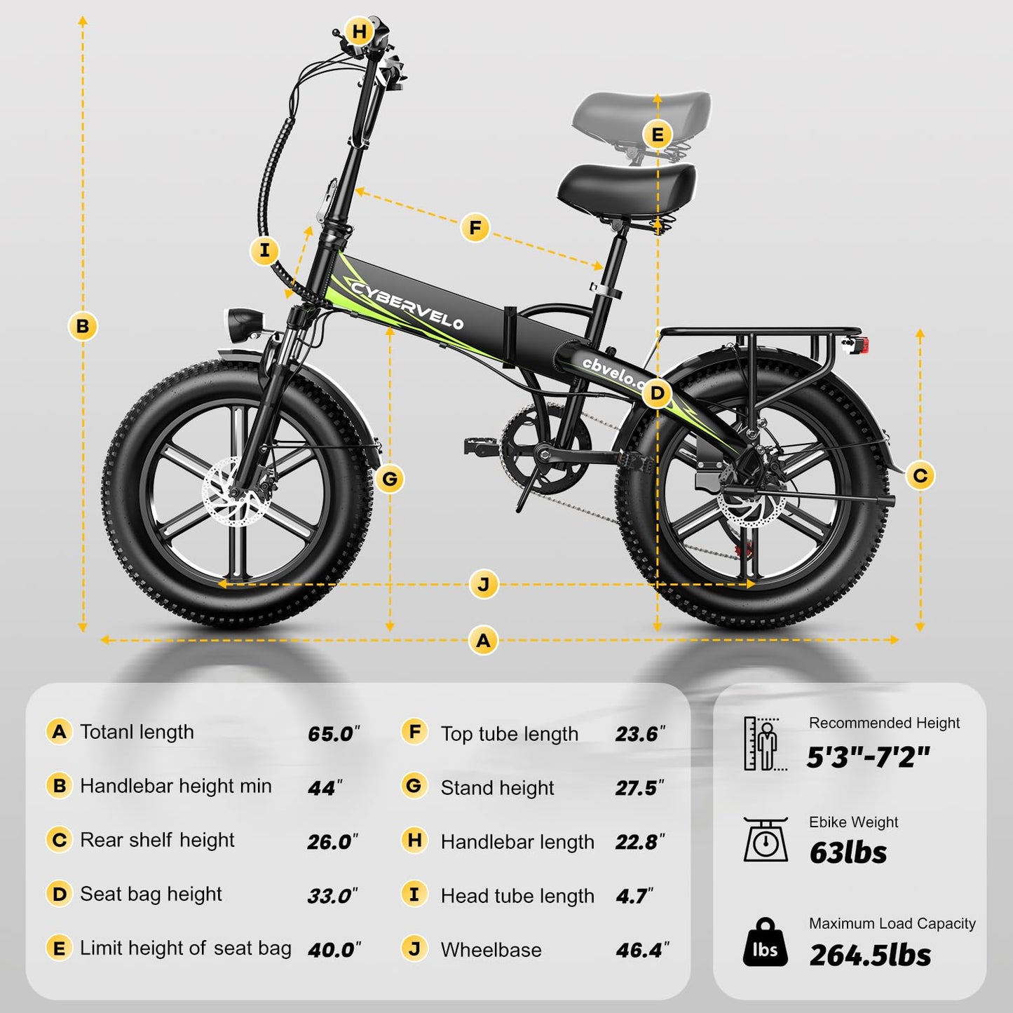 YorkE 1000W Folding Electric Bike, 48V 16AH Large Removable Battery E Bike, 30+MPH, 80 Miles Max Range, 20" Fat Tire Electric Bike for Adults, Adult Electric Bicycles for Commute,Dark Black