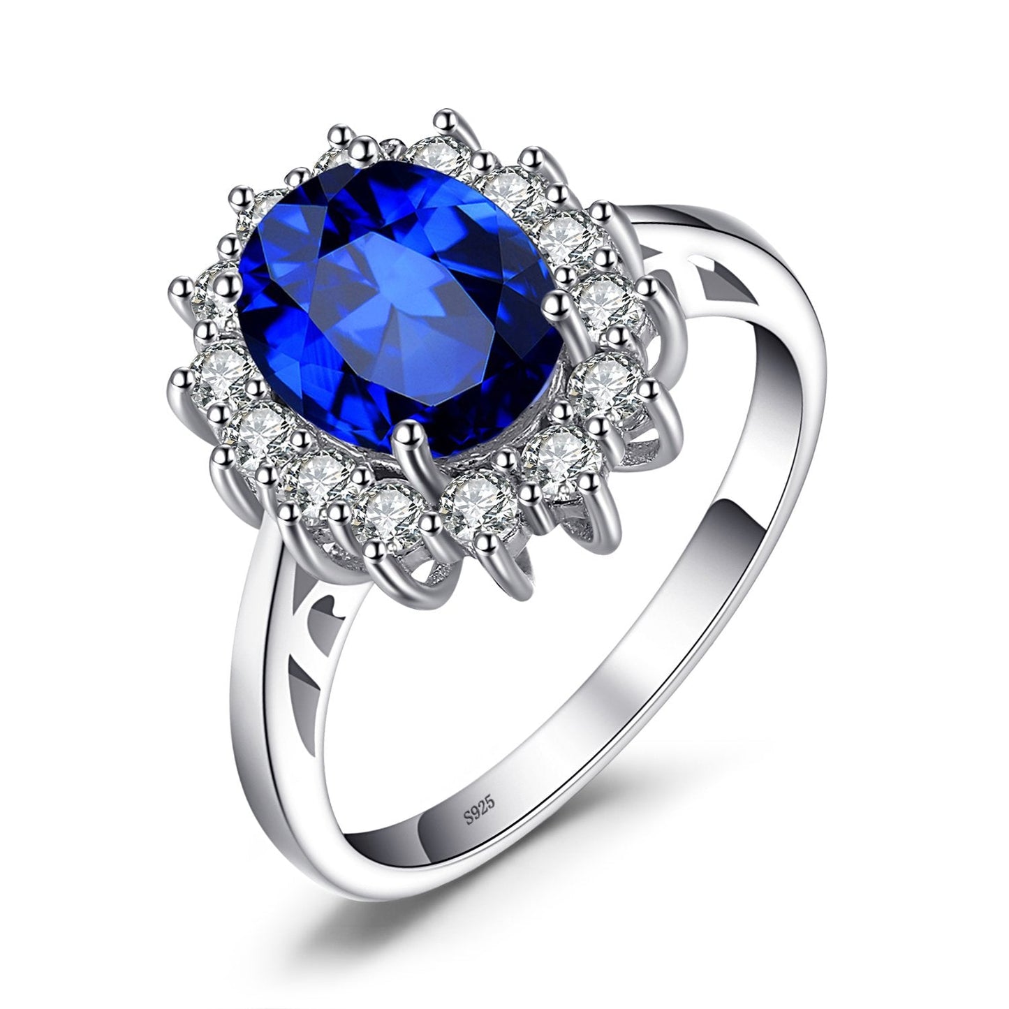 JewelryPalace Princess Diana William Kate Middleton Gemstones Birthstone Halo Solitaire Engagement Rings For Women For Women 925 Sterling Silver Ring Multicolor
