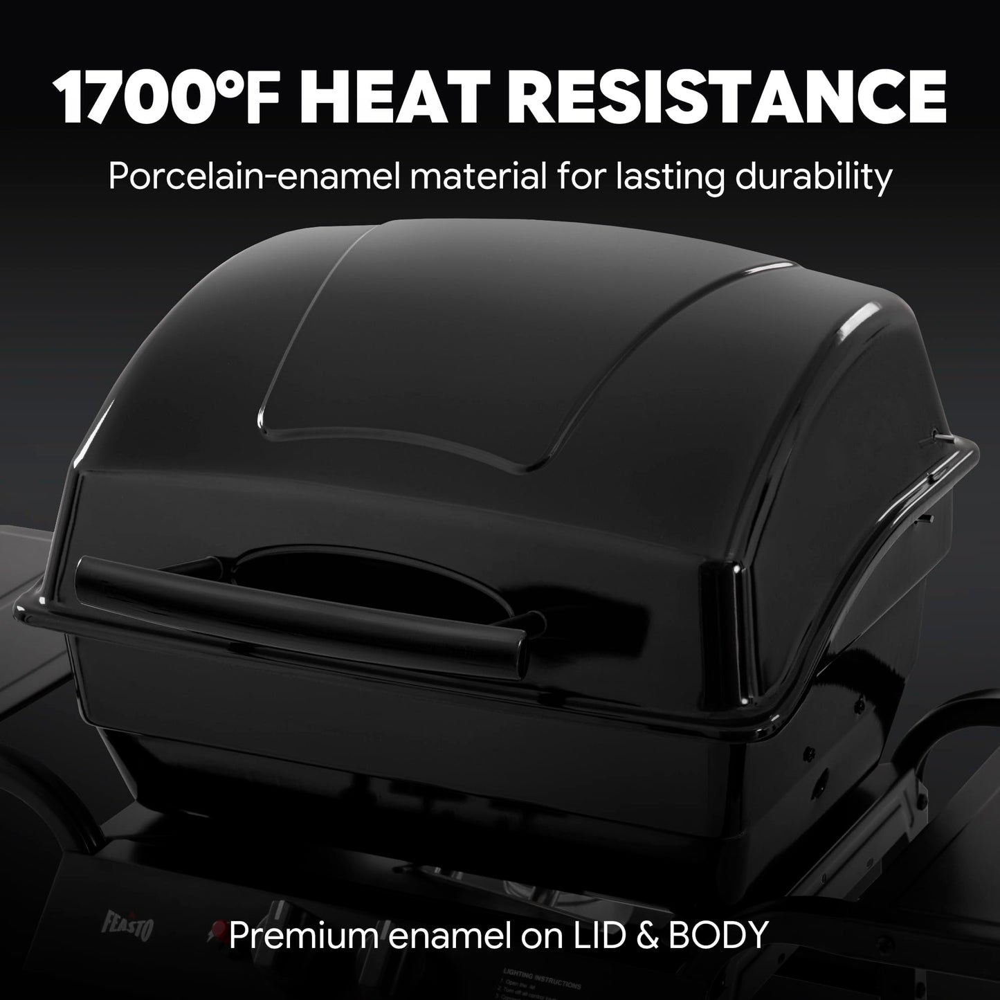 Feasto 2 Burner Propane Gas Grill with 26,500 BTUs Output, Porcelain-Enamel Main Body and Lid, Propane BBQ Grill with Warming Rack & Side Tables for Patio, Backyard, Poolside Gatherings