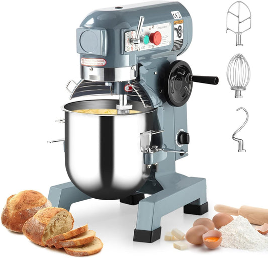 Towallmark Commercial Dough Mixer 15QT, 600W Electric Dough Kneading Machine with Safety Shield, 3 Adjustable Speed, Hooks Whisk Beater Included for Restaurant, Bakeries, Pizzeria
