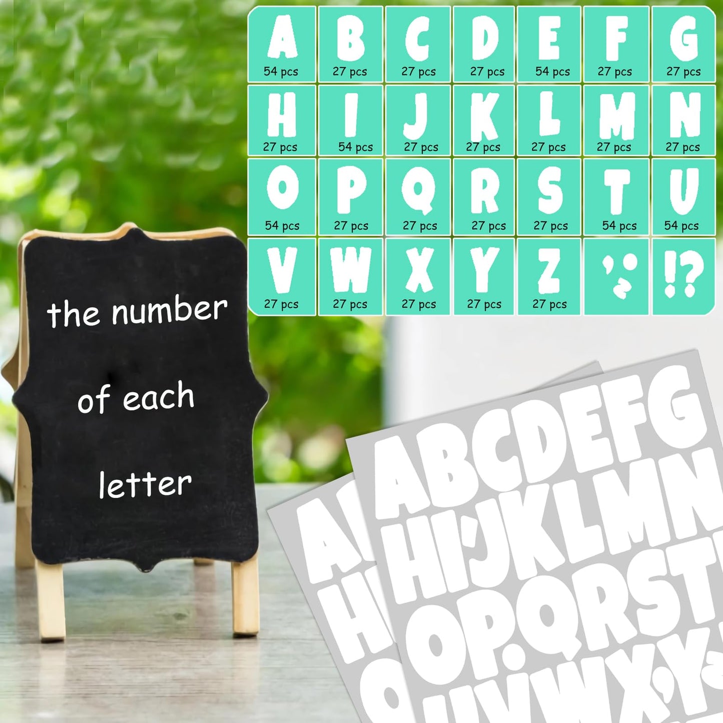Bemeol Bulletin Board Letters 1026 Pieces 2 Inch Alphabet Letter Stickers Self Adhesive Sticker Letters for Bulletin Poster Board Classroom Mailbox Door Home Decor(White)