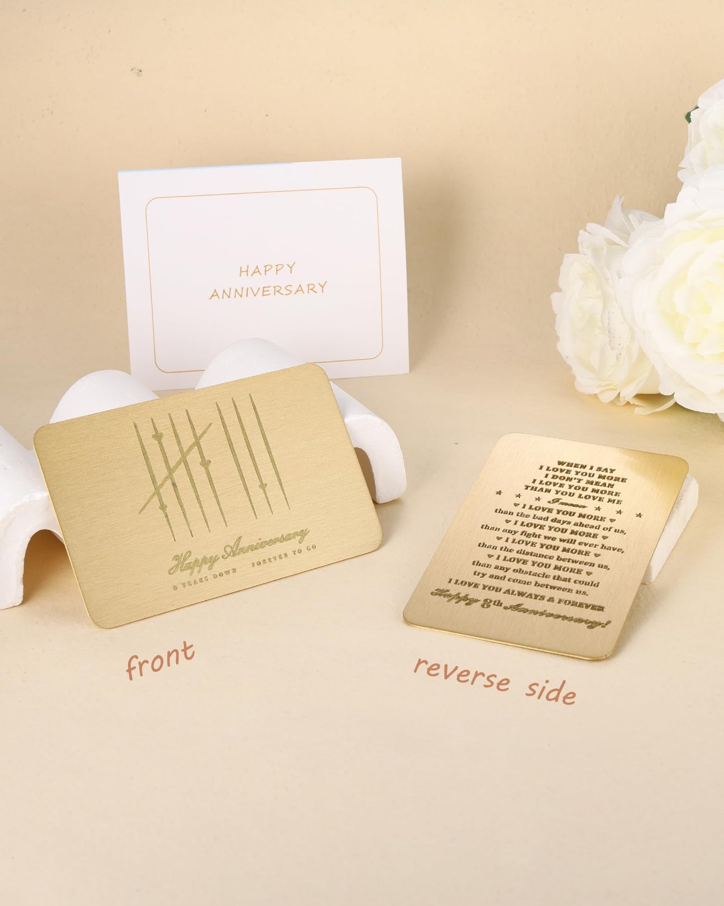 MagEnergy 8 Year Anniversary Card Gifts for Him, Handmade Bronze Love Card for Husband, Romantic 8th Anniversary Card for Wife, 8th Wedding Wallet Card Gift