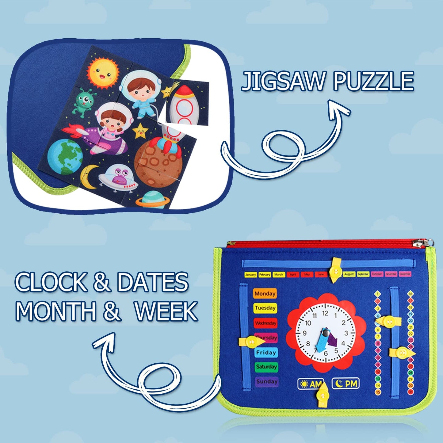 Guolely Busy Board Montessori Toy for 3-6 Year Old Toddlers - Educational Activity Developing Sensory Board for Fine Basic Dress Motor Skills - Travel Toys for Plane Car, Gift for Boys Girls