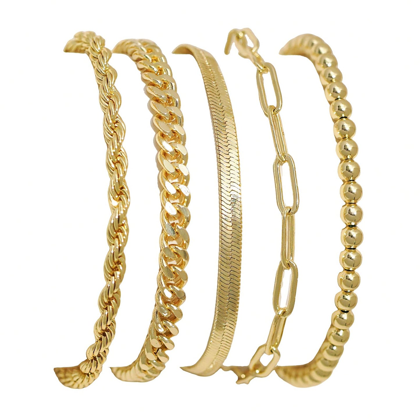 Gold Bracelets for Women, Dainty 14K Gold Plated Bracelet Stack for Women Trendy CZ Tennis Paperclip Cuban Chain Stackable Adjustable Waterproof Link Bracelet Jewelry Set Fashion Accessories Gifts