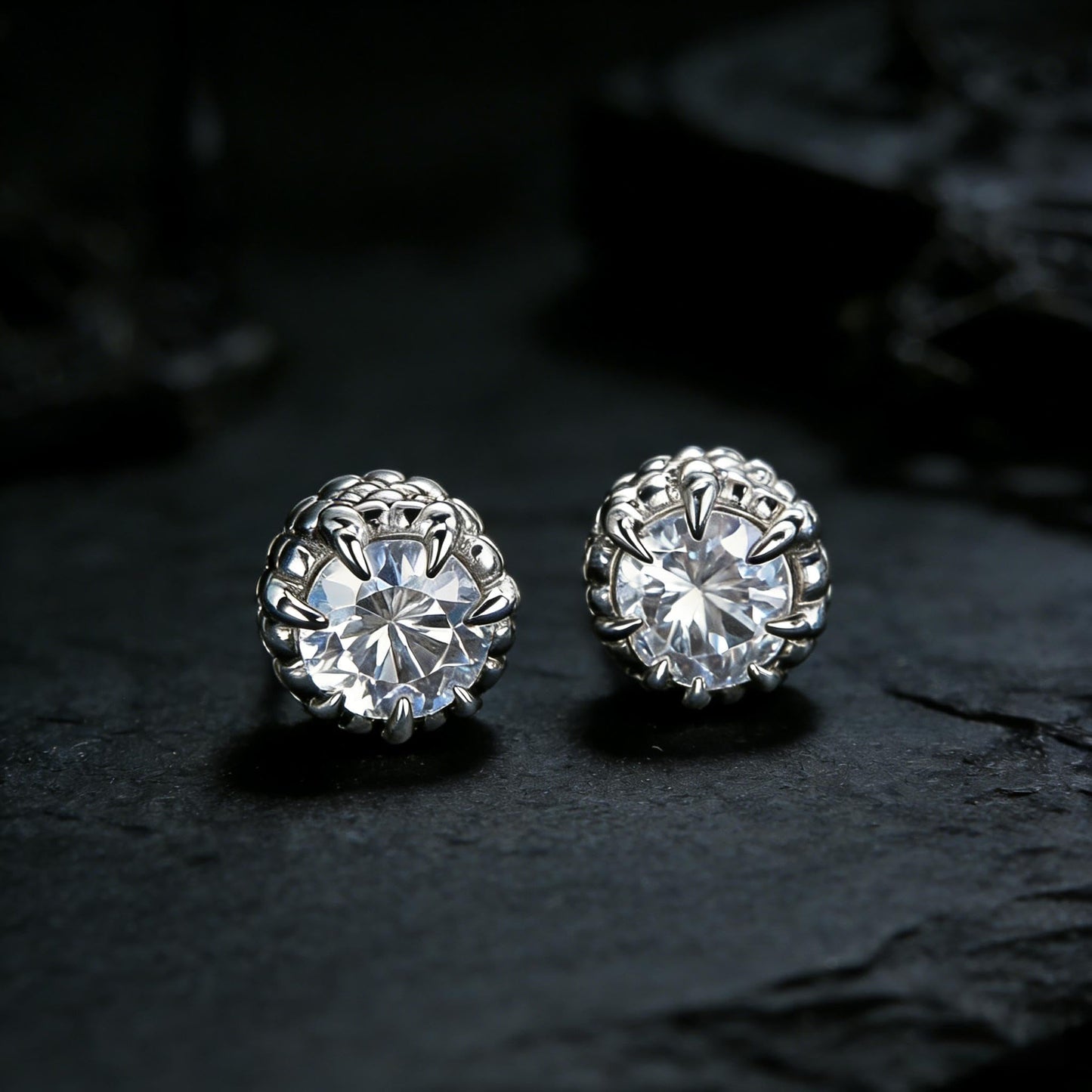 keekingdom silver Magnetic Stud Earrings for Men Women Dragon Claw Design Cubic Zirconia No Piercing Clip On Magnet Ear Jewelry for Daily Wear and Precious Holiday Present
