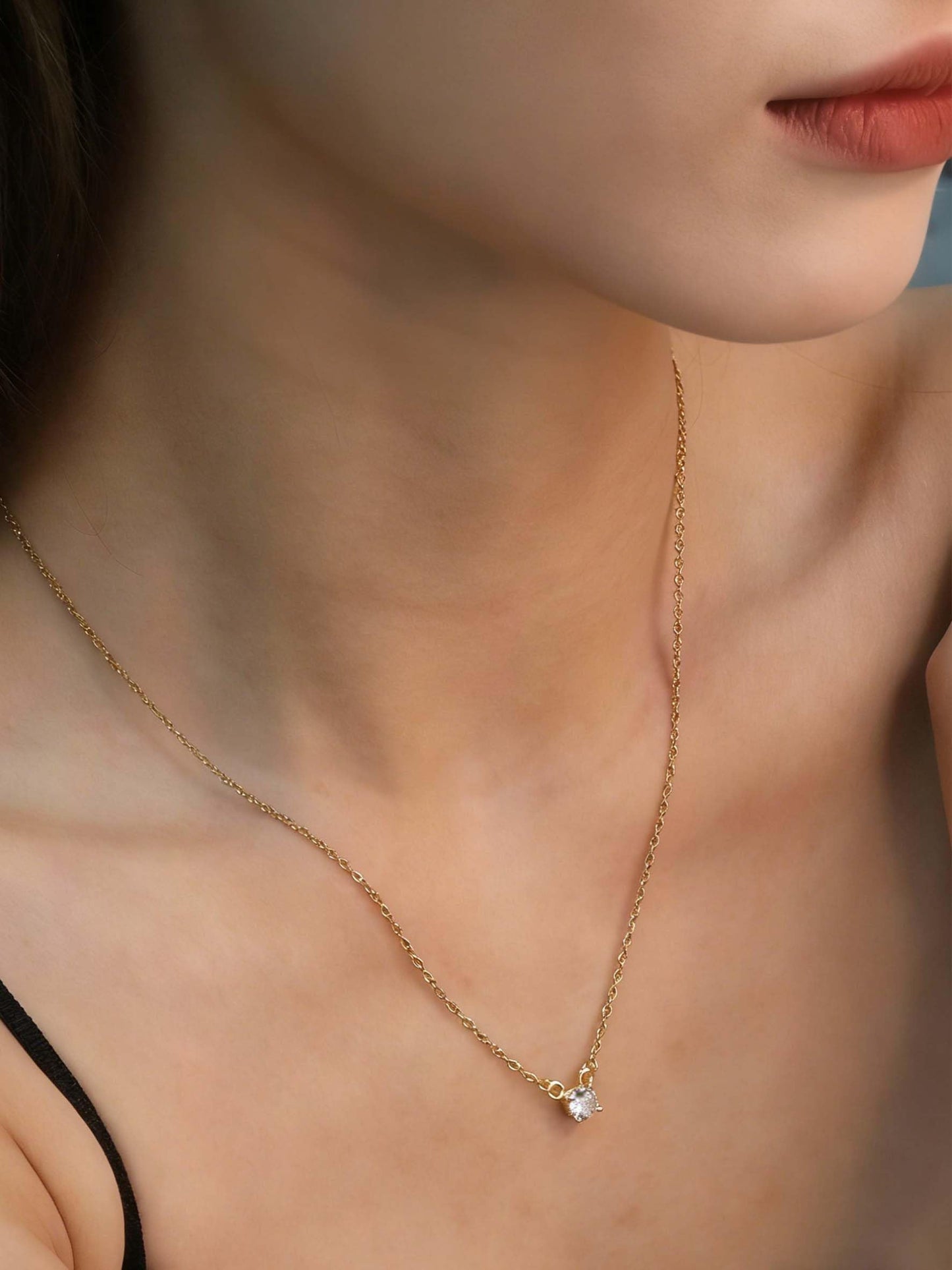 LUXU kisskids 2-Piece Layered Necklace for Women, Dainty Choker & CZ Pendant Necklace, 14K Gold Plated Stainless Steel, Adjustable Trendy Jewelry Gift Set