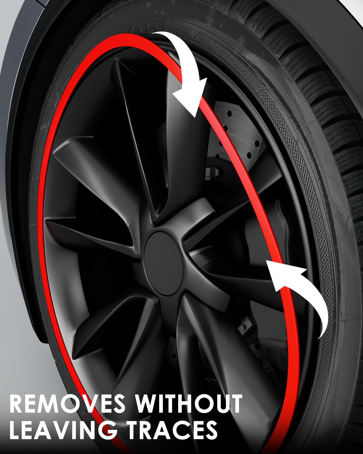 EVOOOR Automotive Alloy Wheel Rim Protector - Covering The Entire Rim of The Wheel hub - Strips for Curb Rash Prevention - Set of 4 Rim Protector Easy to Install(22'',Red)