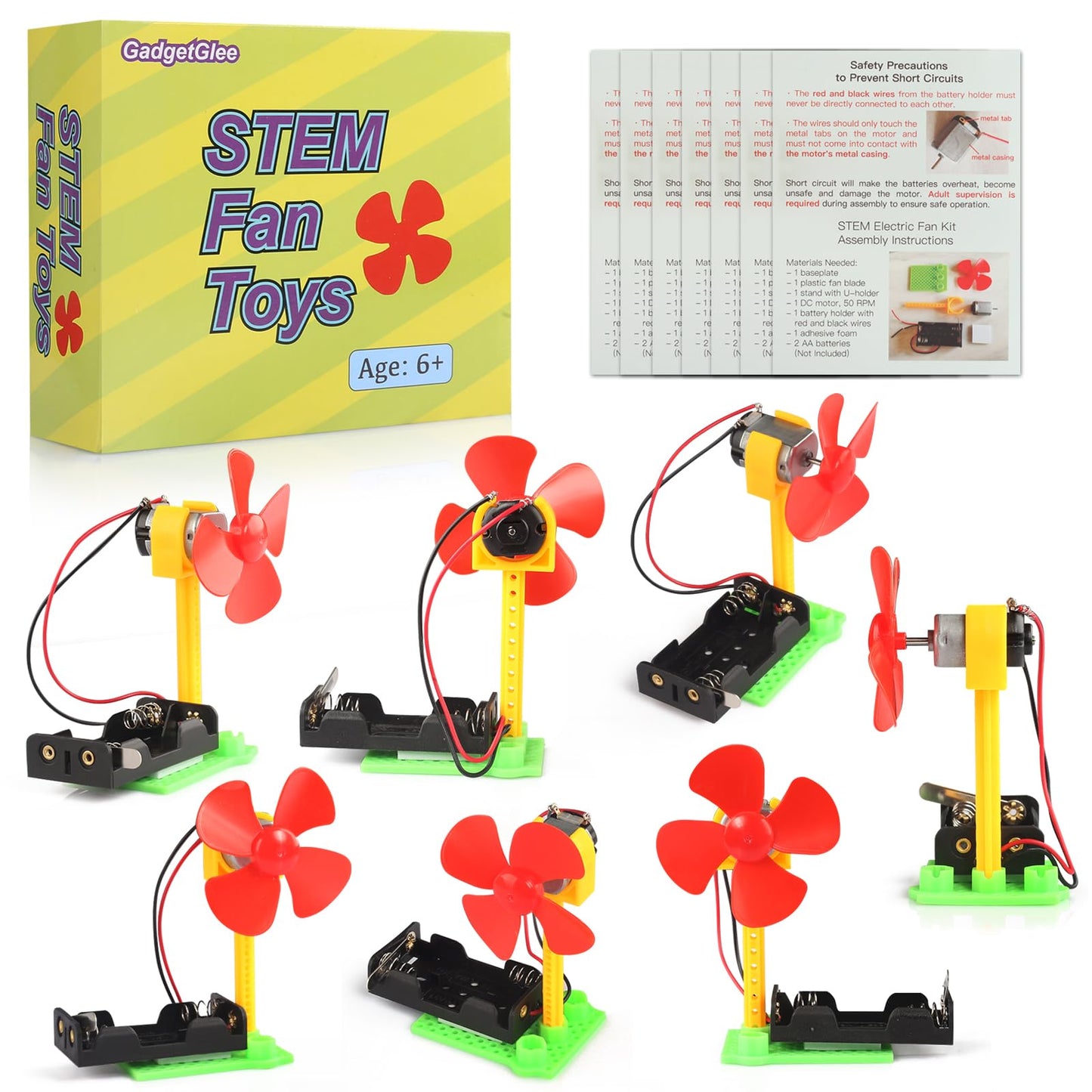 STEM Toys Science Kits, 7 Bulk Electric Circuit Kit for Kids Classroom, STEAM Activities Crafts Electrical Experiment 2nd 4th 5th Grade STEM Gifts, Build a Fan Activity Projects School Party Favors