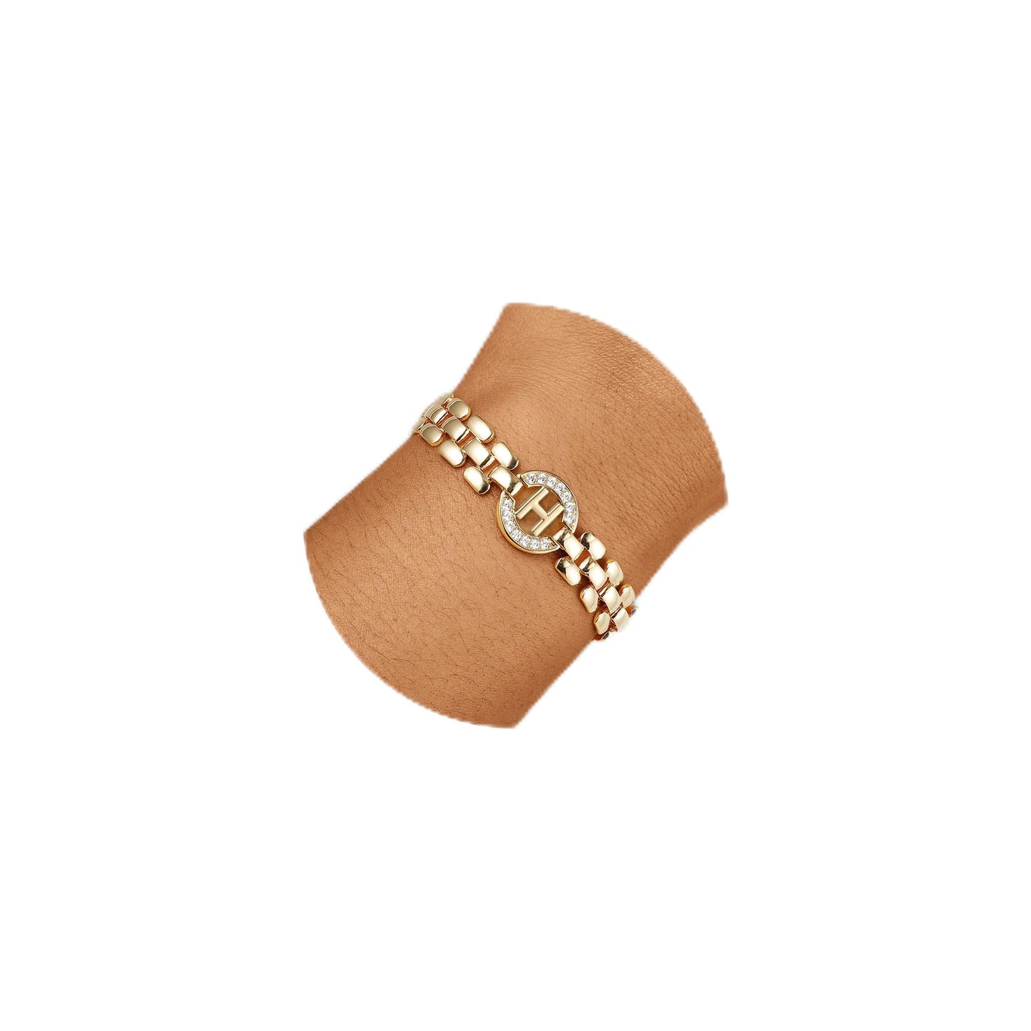 WEDDINEN Initial Bracelet,14K Gold Plated Letter Bracelets for Women, Thick Bangle Wrist Gold Alphabet Bracelet for Women, Christmas for Women Jewelry Initial H Charm Chain