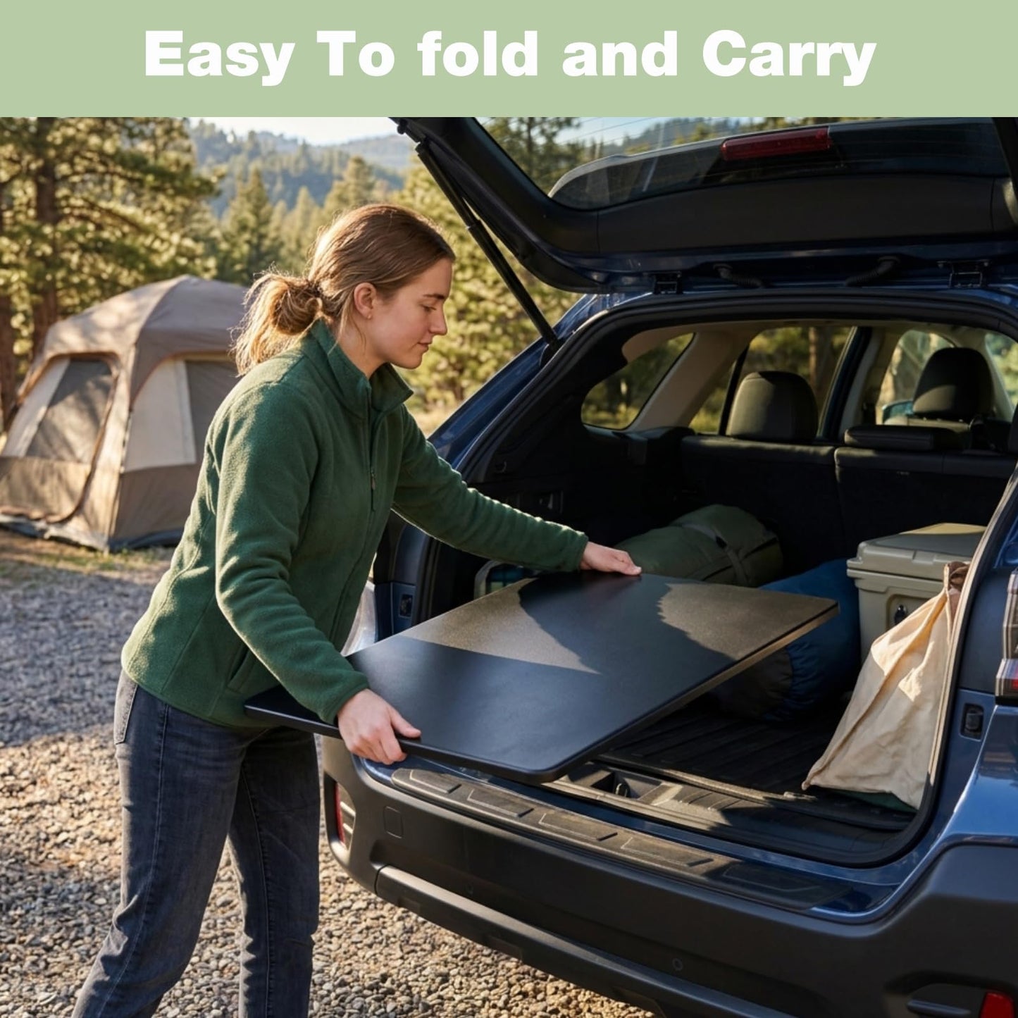 3ft Rectangular Folding Table for All-Occasion, Foldable Table with HDPE Tabletop and Steel Legs, Durable and Stable Small Folding Table, Perfect for Camping, Picnic, Party, Indoor & Outdoor, Black