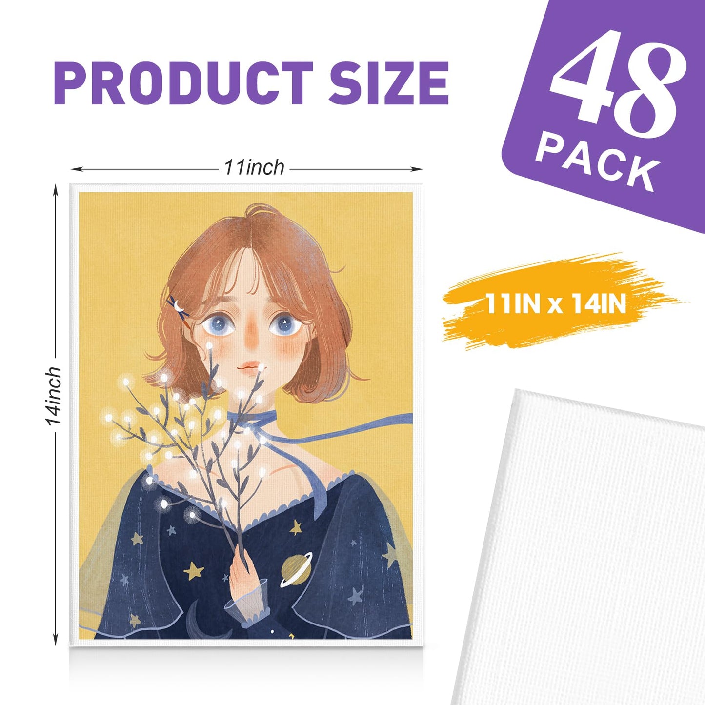 ESRICH 48 Pack Canvas for Painting 11x14, Canvas Boards for Painting Cotton Primed Acid Free Blank Canvas Panels for Oil Paint, Watercolor, Acrylic Paint, Gouache and Tempera.