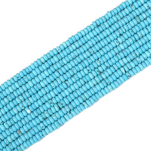 BEADIA Natural Blue Turquoise Disk Stone Beads 4x2mm 160pcs Rondelle Loose Semi Gemstone Beads for Jewelry Making Design