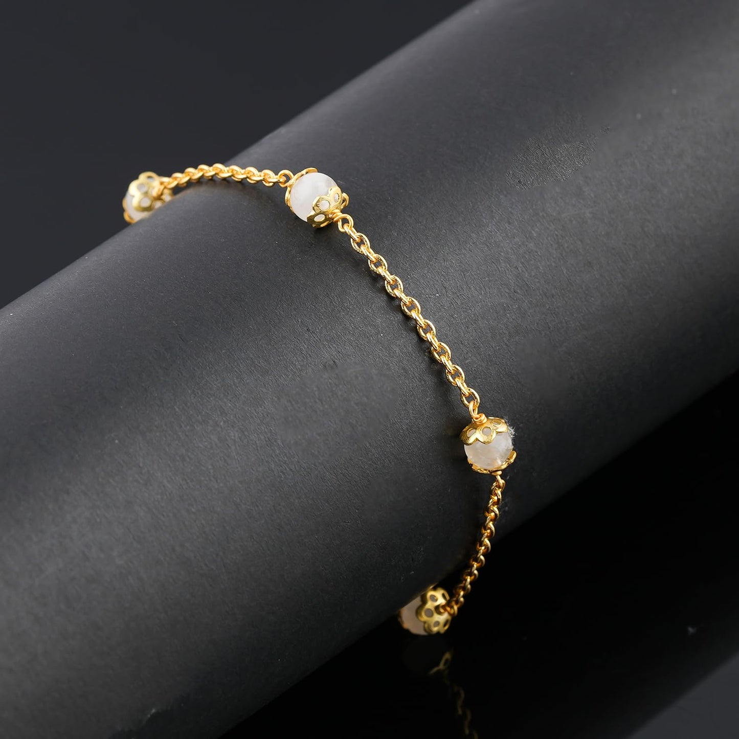JEWEL OF ROCKS Trendsetting ROSE QUARTZ Anklet, Handmade Craft, Anklet Beads Bracelet, Chakra Healing Anklet, Gemstone Women Jewelry, Hypoallergenic Gold Plated Brass Anklet 9 inch + 1.5 inch (1pcs)