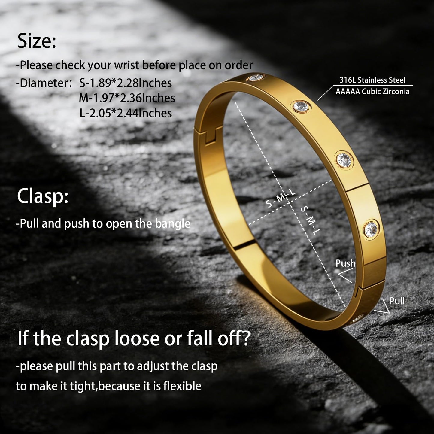 PCY Gold Bracelets For Women,3PC Bangle Gold Plated Bracelets For Women,Trendy Statement Cuff Stackable Bangles Set,Fashion Jewelry for Women. (Medium, Lucky Love)