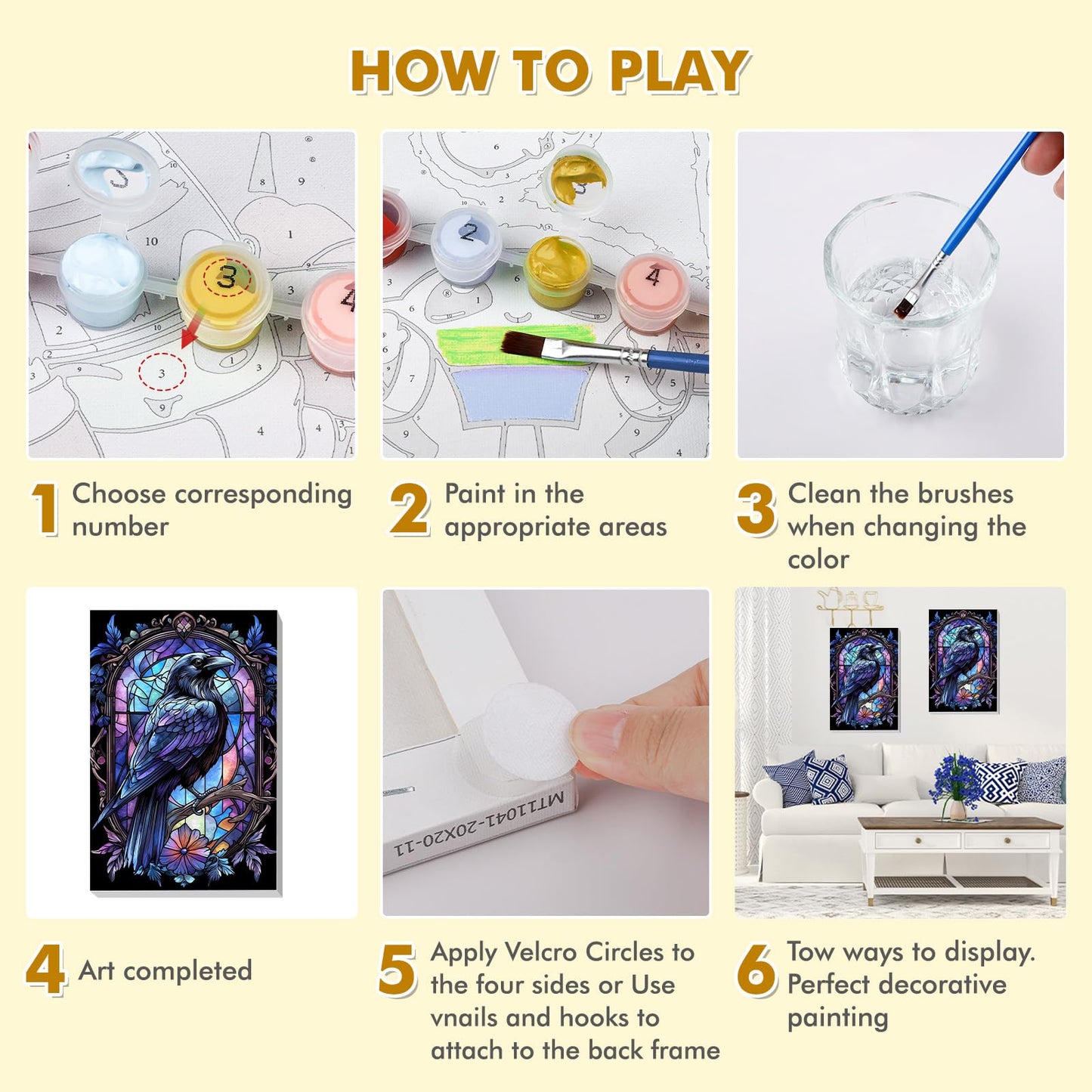 Bowetile Bird Framed Paint by Numbers for Adults, Adults' Paint-by-Number Kits on Canvas, Easy Acrylic Animals Number Painting Crafts Kits Halloween Gifts for Home Decor, 8x12in