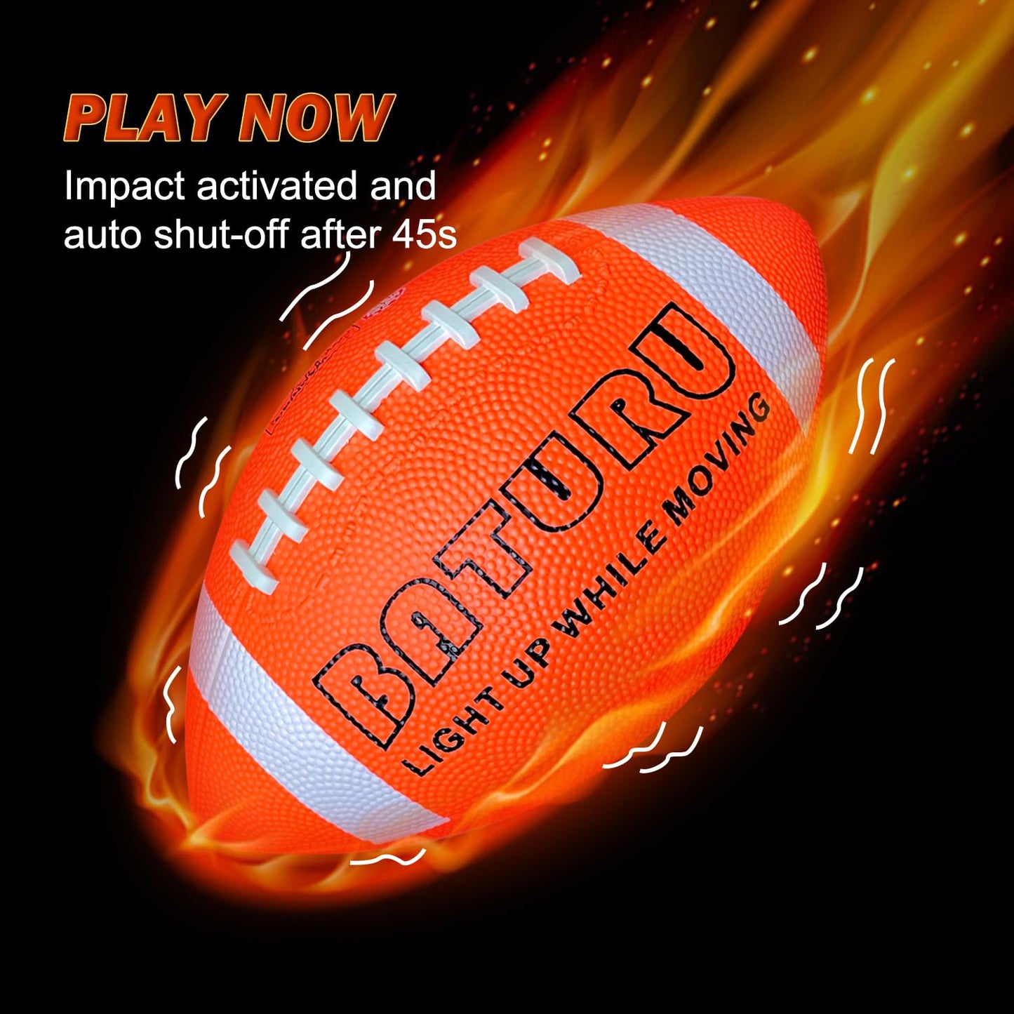 Glow in The Dark Football, Light Up Football, Junior NO 6 - Birthday Easter Stuffers Gifts for Boys Kids Teen Youth 8 9 10 11 12 Year Old, Catch Games in Backyard Camping Beach Outdoor (Orange+White)