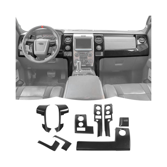 RT-TCZ Carbon Fiber Interior Trim Kit Center Console Dashboard Panel Cover Decoration Interior Accessories for Ford F150 Raptor 2009-2014,9PCS