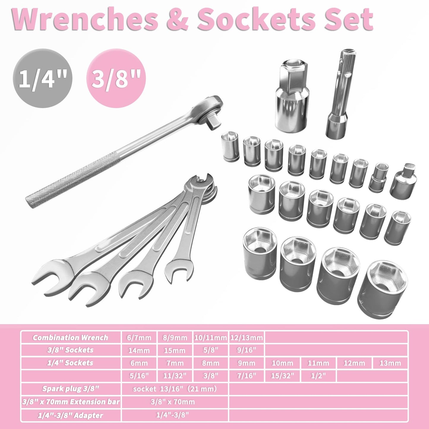 ENERTWIST Pink Tool Kit for Women, 189-Piece Premium Household Hand Tool Set with Lightweight Portable Box, Perfect for Home DIY Repair, Furniture Assembly, Ideal Gift for Women & Housewarming