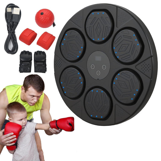FIRINER 2025 Music Boxing Machine for Adults and Kids, Wall-Mounted Bluetooth Smart Punching Machine with Gloves, Bandages, and Head-Mounted Punching Ball, Fitness Equipment for Home, Office, or Gym