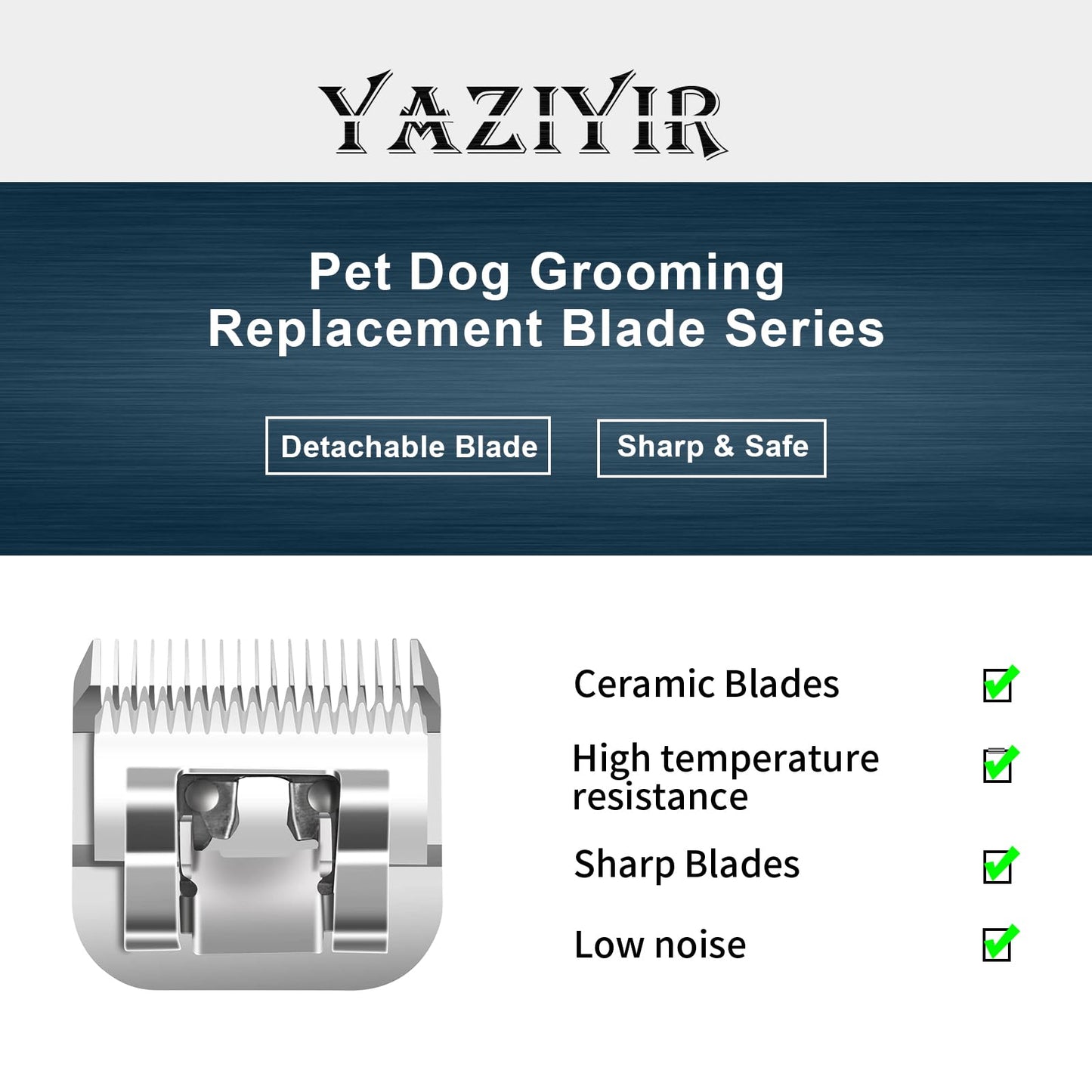 YAZIYIR Pet Dog Grooming Detachable Ceramic Blades Kit,Compatible with Andis,Oster A5,Wahl KM10 Clippers,Cut Length 1/100"(0.25mm) to 3/4" (19mm),12 Pack (12 Pack)
