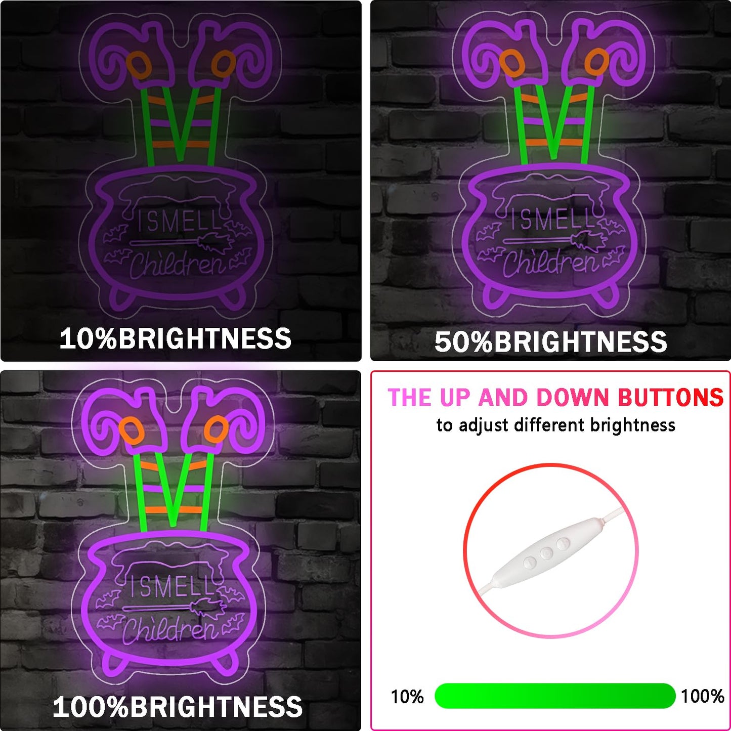 Halloween Neon Sign Dimmable I Smell Chiedren Neon Sign for Wall Decor Halloween Witch Led Neon Light Sign for Halloween Led Sign Halloween Decorations Party Decor Home Bar