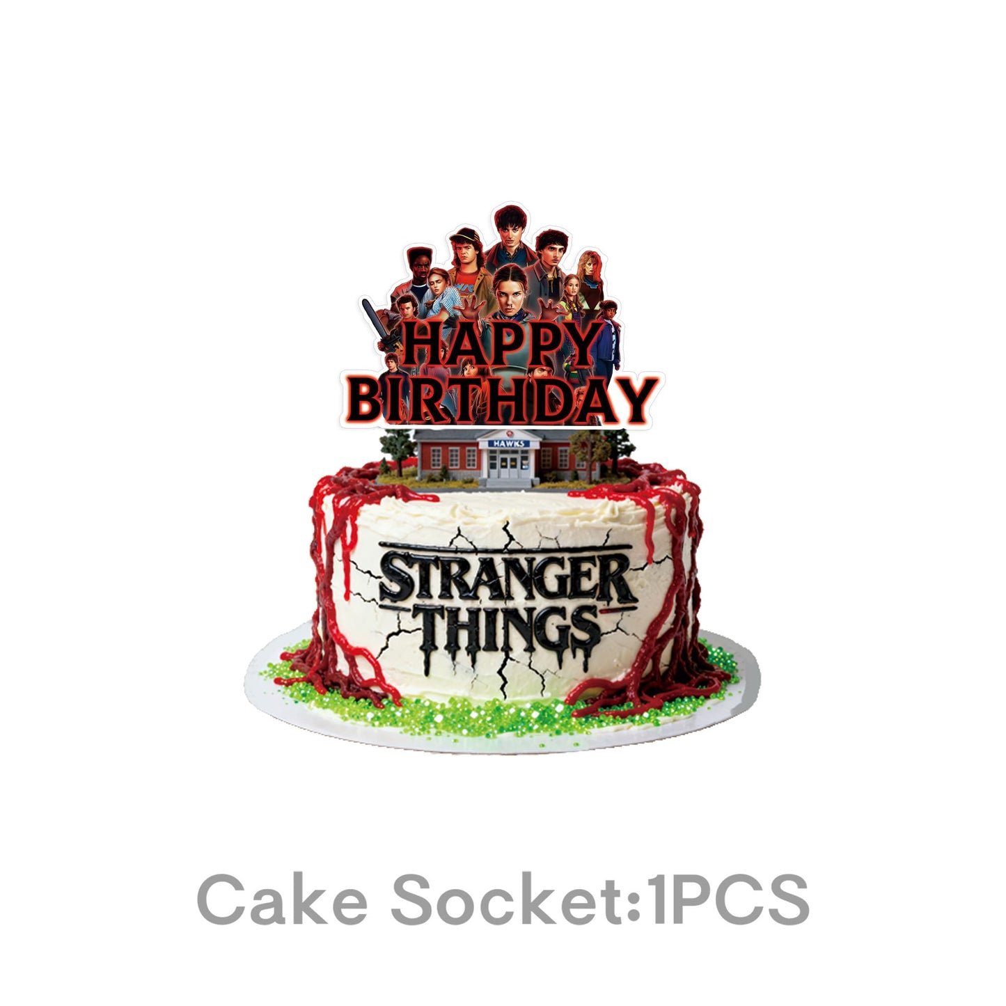 50pcs Stranger season 5 Things Party Supplies for kids, Birthday Decorations Set Include Banner, Balloonss, Hanging Swirls, Cake Cupcake Toppers for Boys Girls Theme Party ( Things 5-B)