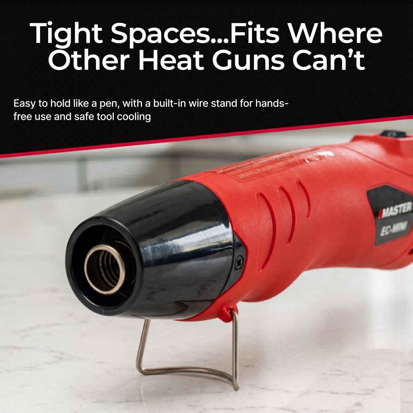 Master Appliance EC-MINI Heat Gun for Crafts, Shrink Wrap, Heat Shrink Tubing, Wire Connectors, Electrical Connectors, Epoxy Resin, Candle Making Heatgun, Embossing Hot Air Gun w/Heat Shrink Reflector