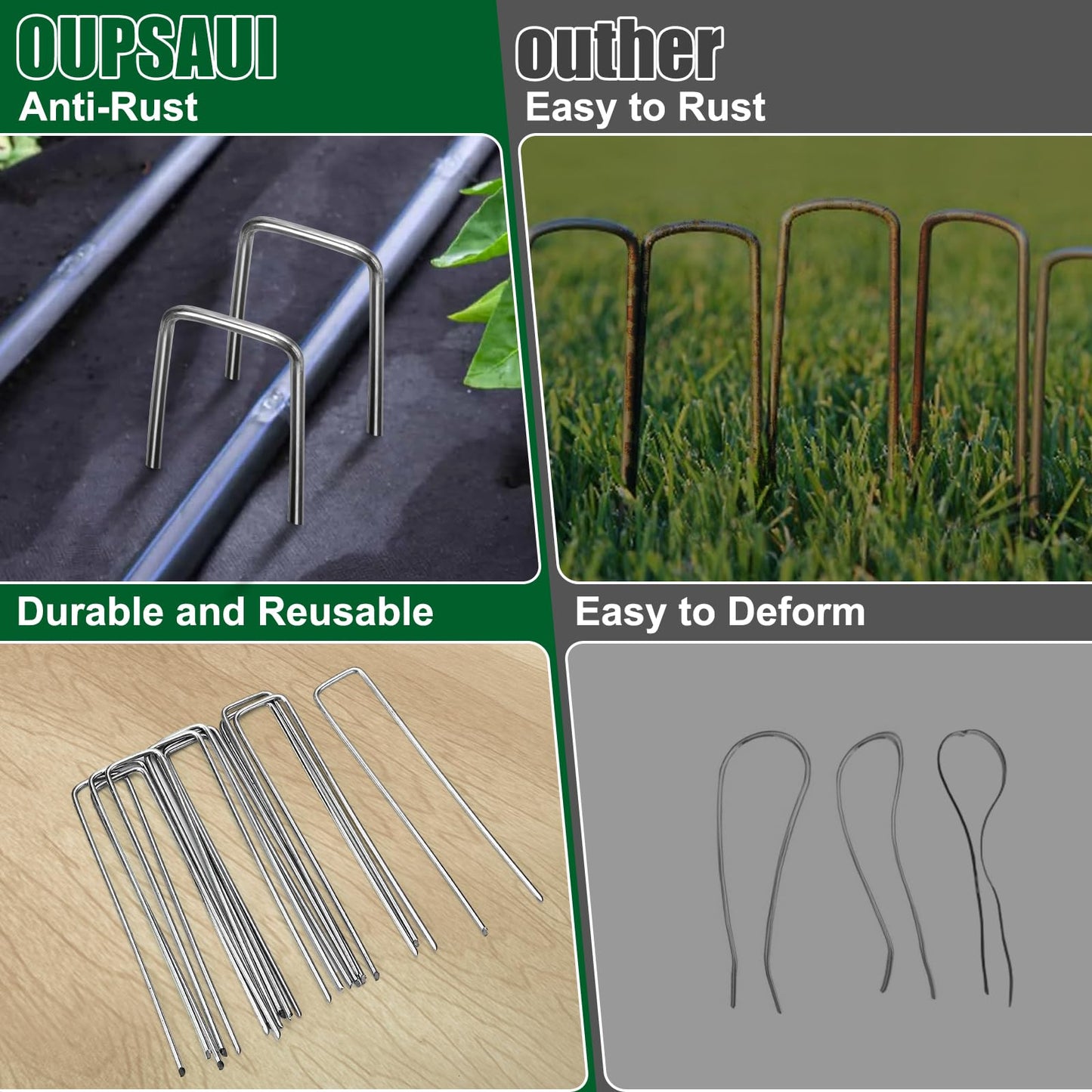 12 Inch Galvanized Landscape Staples Stakes, 25/50/100/200pcs Garden Metal Stakes for Weed Barrier Fabric, Fence Stakes, Tent Stakes, Christmas Decorations (100pcs)