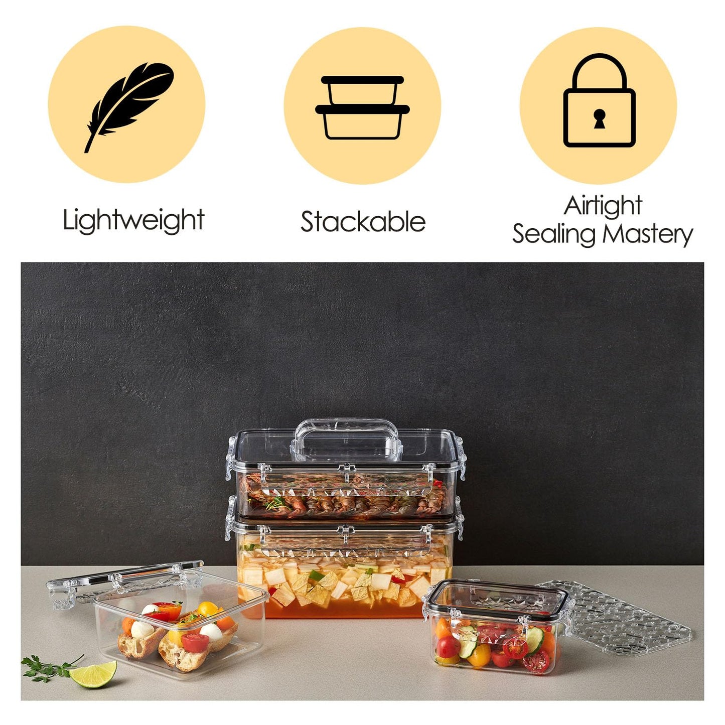 gotman Airtight Food Storage Container with Lid (50.7oz) Leak-Proof Lunch Box | BPA-Free | Meal Prep | Microwave, Freezer and Dishwasher Safe | Kitchen Fridge Organizer Boxes | Fresher Food