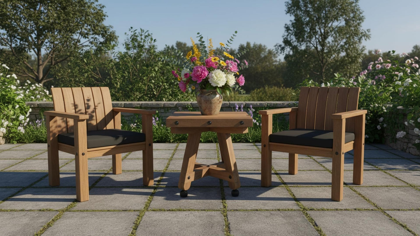 Handcrafted Outdoor-Indoor Table, Unfinished Hardwood, Side Table, 15" X14.5" Tabletop [Width] 16.125" [Height]