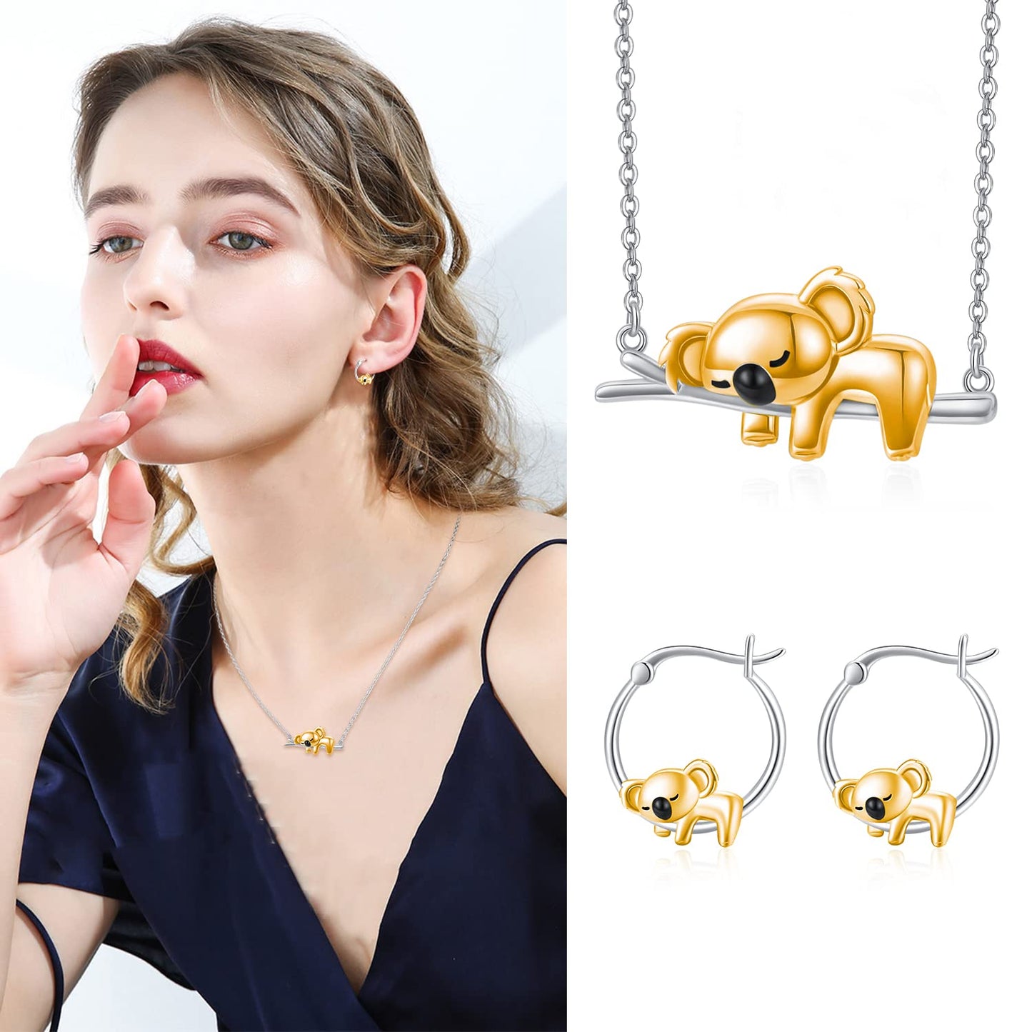 Koala Hoop Earrings for Women Girls Sterling Silver Small Animal Huggie Hoop Earrings for Sensitive Ears Koala Jewelry Gifts for Little Girls