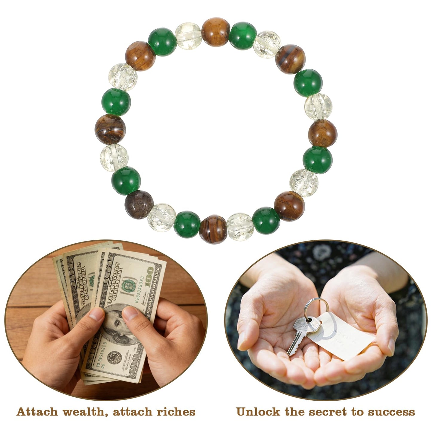 HaiFafafaing Money Bracelet for Women Wealth Money Attraction Bracelets Green Good Luck Bracelets Green Crystal Beaded Bracelet for Birthday Jewelry