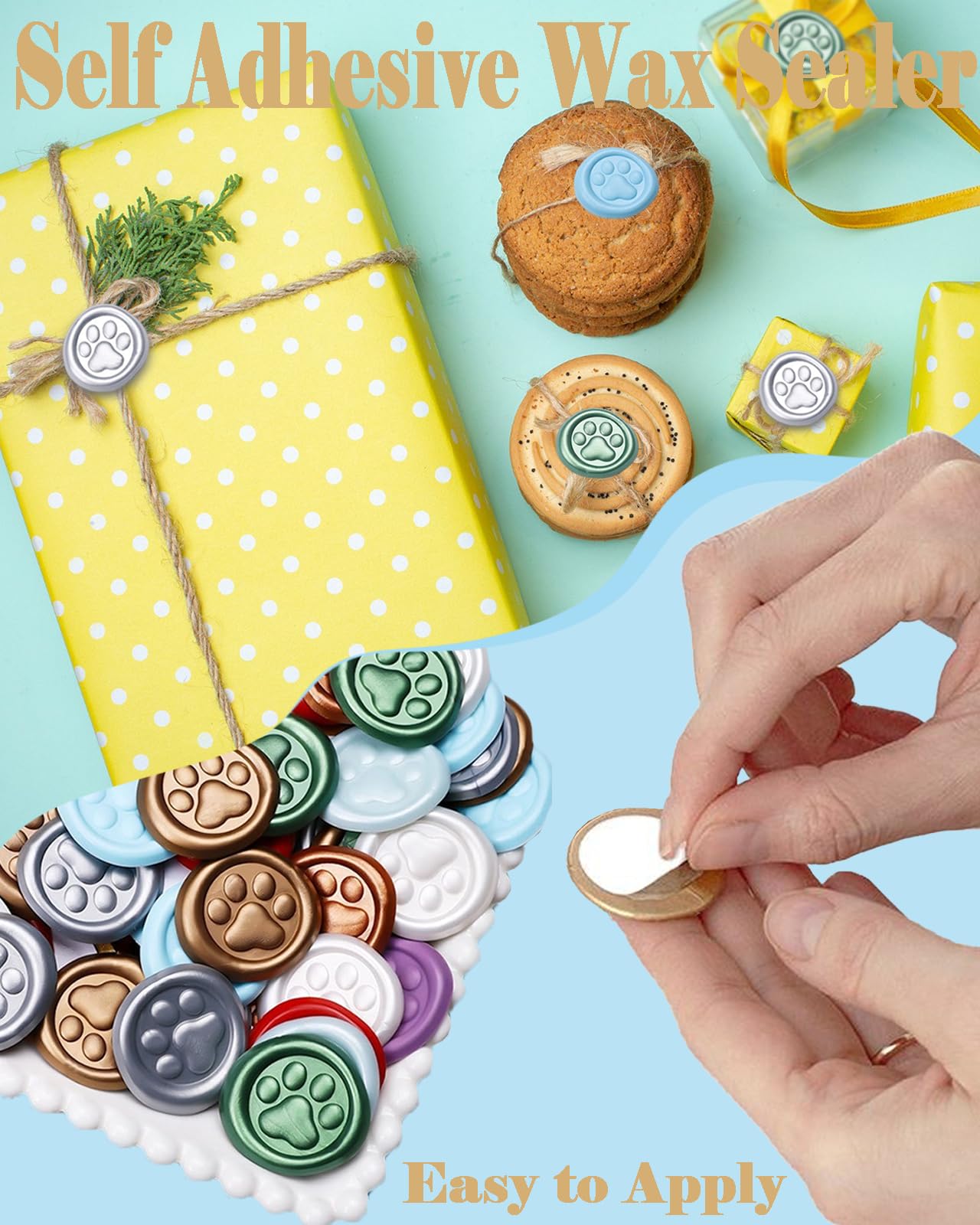 White Paw Wax Seal Stickers-40PCS Bulk Self-Adhesive Vintage Sealing Stickers for Envelopes, Letter, Invitations, Gift Wrapping, Scrapbooking – Cute Animal Footprint Design(White)