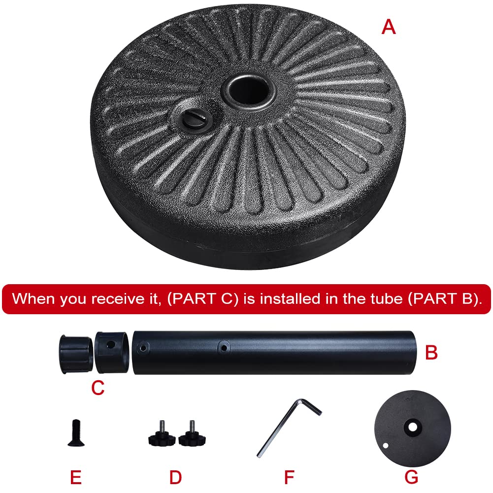 EliteShade Umbrella Base Water Filled Stand Market Patio Outdoor Heavy Duty Umbrella Holder(Black)