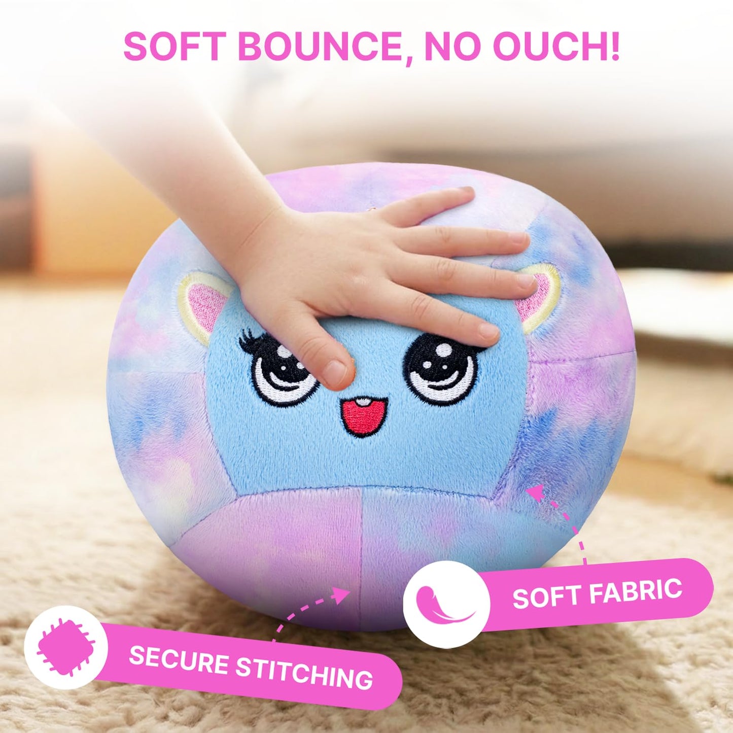 JoyCat Silent Basketball, Inflatable Soft Plush Toddler Basketball, Soundless Ball for Indoor Training and Quiet Dribbling, Unicorn Ball Gift for Girls Boys Ages 2 3 4 5 6