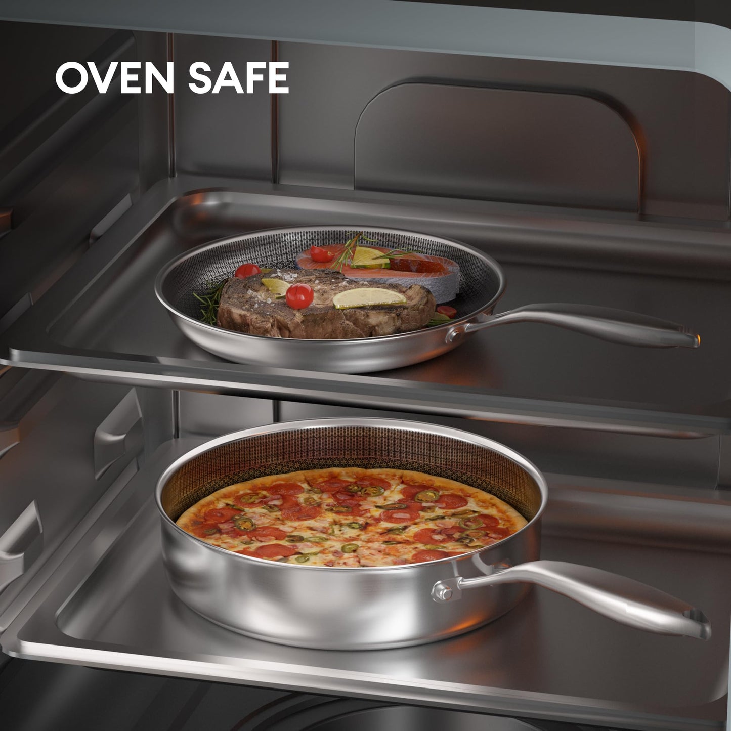 COOKER KING Stainless Steel 10pcs Cookware Set, Pots and Pans Set with Lids, Frying Pans, Saucepans, Saute Pan & Stock Pot, Non Stick, Non Toxic, Induction, Oven, Dishwasher Safe, Stay-Cool Handles