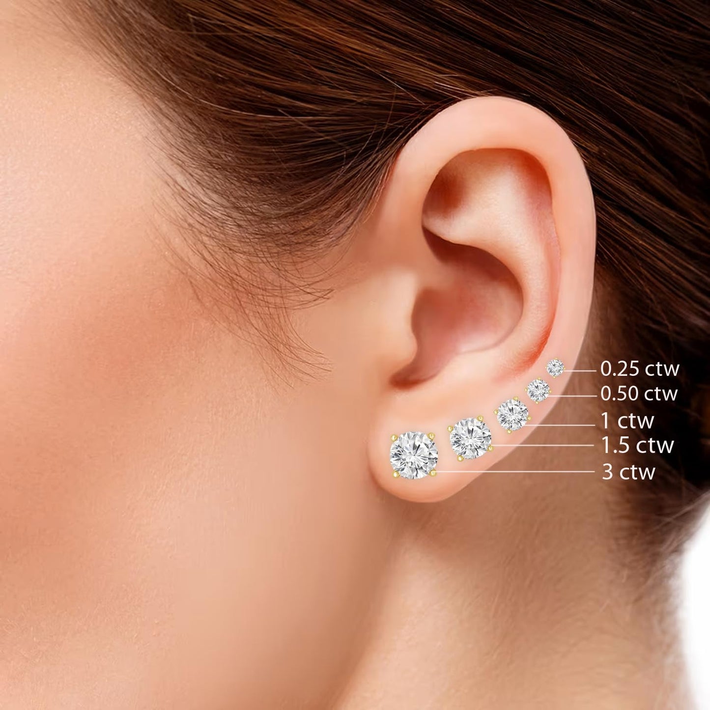 1 Carat 14K Yellow Gold IGI Certified LAB GROWN Round Cut Diamond Stud Earrings for Women 4 Prong Screw Back for her MADE IN USA (E-F Color, VS1-VS2 Clarity)