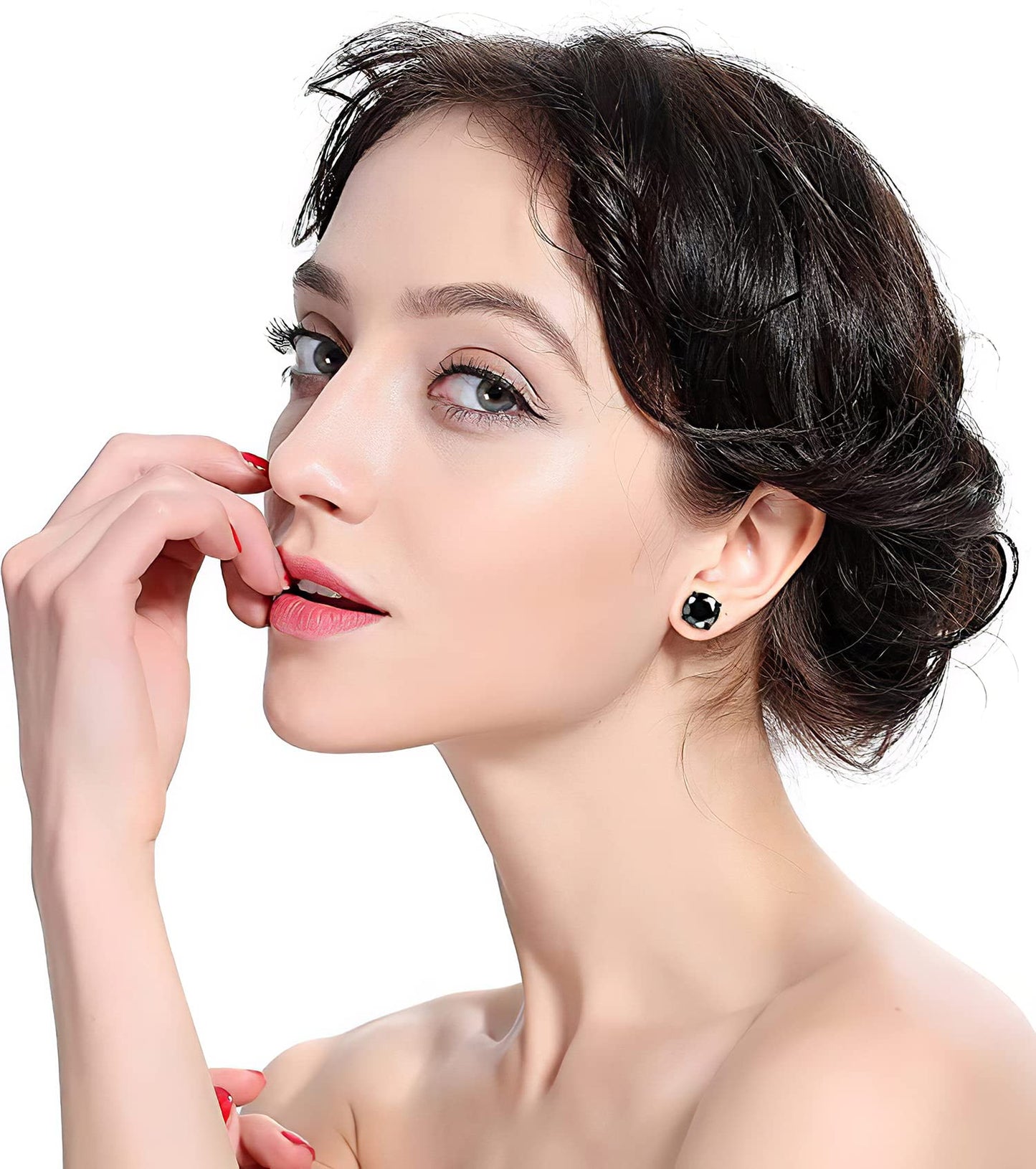 HENGYID 4 Pairs Stainless Steel Magnetic Stud Earrings for Men Women CZ Magnet Non Pierced Clip On Earrings Set 6MM