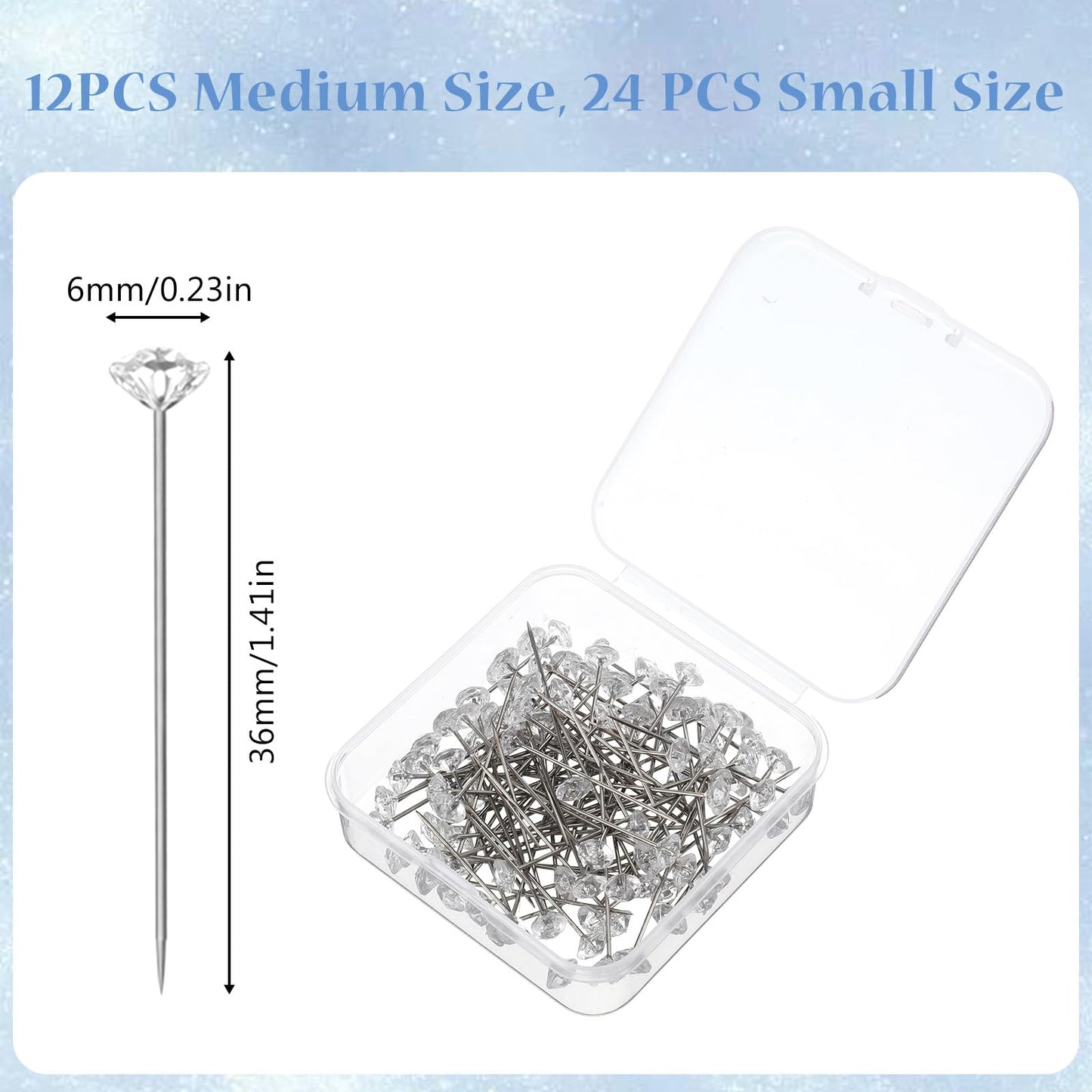 Gold Bouquet Pins Set, 36 PCS Rhinestone Flower Brooches & 100 PCS Crystal Stick Pins for Wedding Bouquet, Corsage, Boutonniere, DIY Craft Embellishments, Wedding Decor Supplies