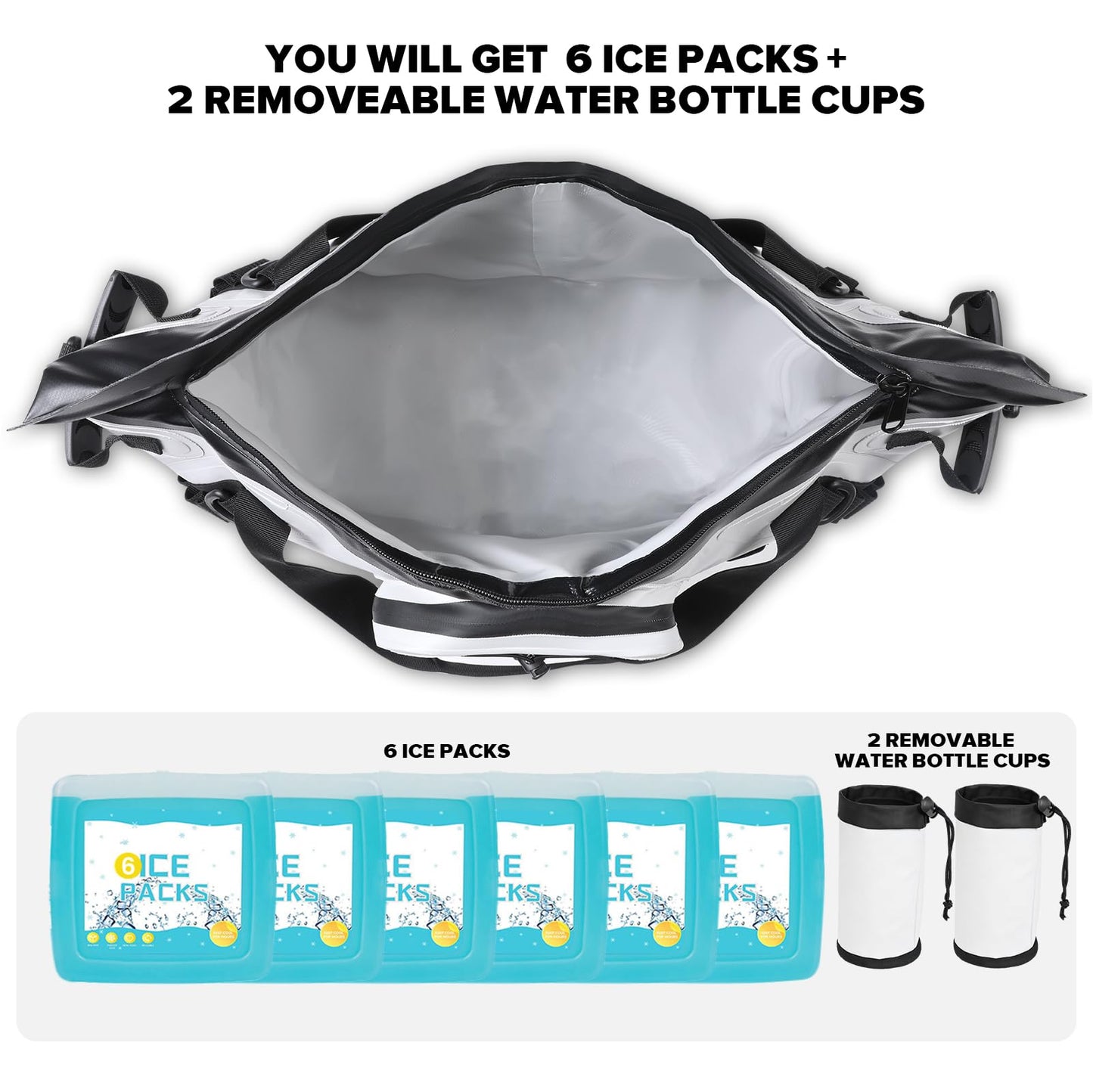 MORXPLOR Cooler Bag Soft Insulated Tote For Beach Travel Grocery|Portable Large Ice Coolers with Handle,Shoudlder Strap,6 Ice Packs and 2 Removeable Cup Holders,40 Can Capacity Food Delivery Tote Bags