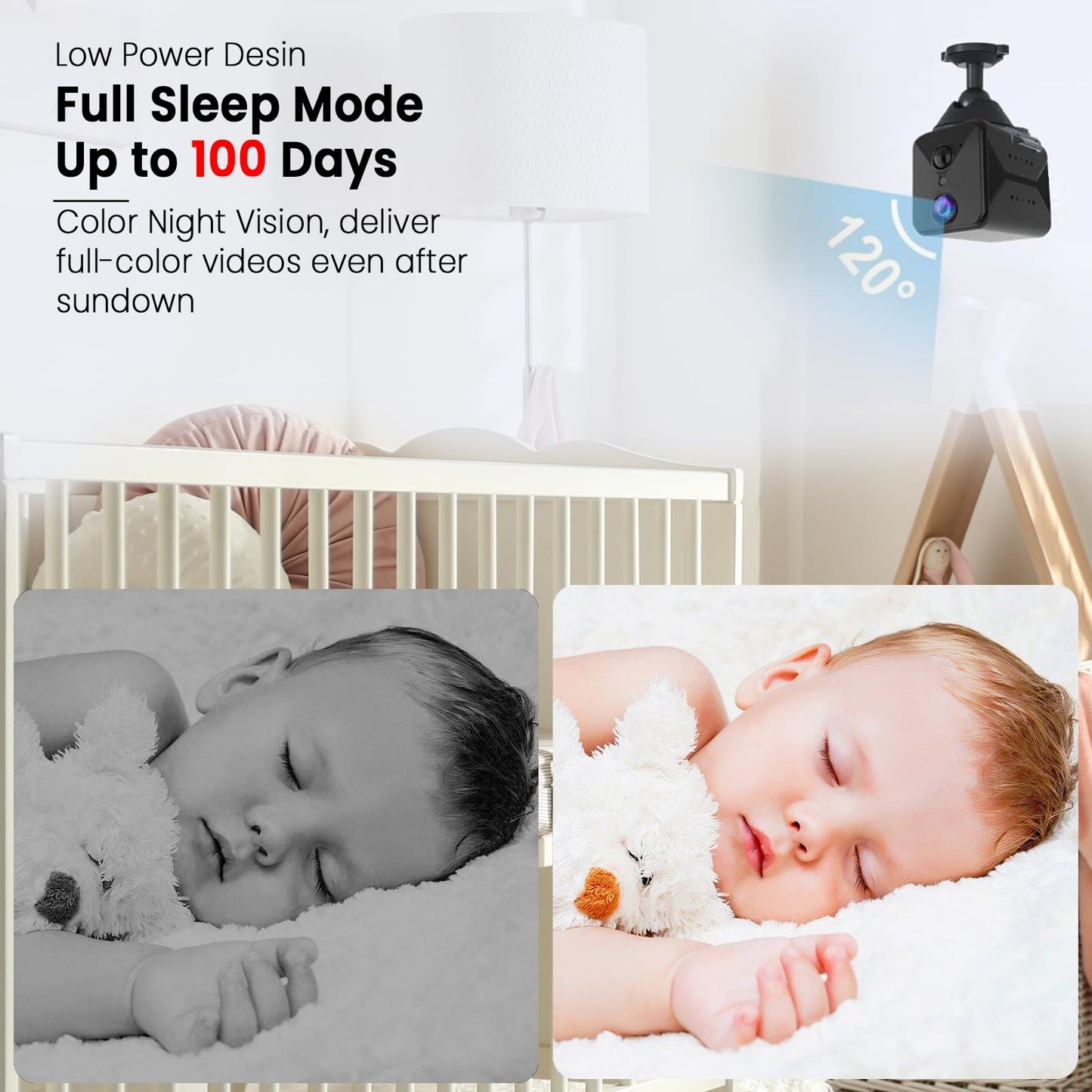 Hidden Camera, 4K Spy Cam with AI Motion Detection, Real-Time Recording, Night Vision, Cloud & SD Storage – Mini Nanny Cam for Baby, Pet & Elderly Monitoring