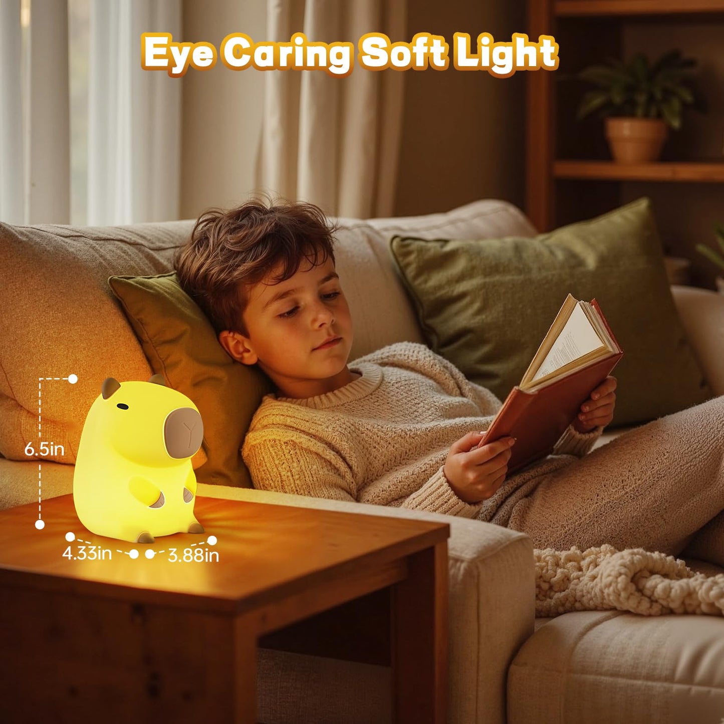 Capybara Night Light for Kids, Cute Capybara Lamp Silicone Baby Nursery Night Lamp, Dimmable Squishy Touch Bedside Lamps, Adorable Rechargeable Animal Lamps Gifts Kawaii Room Decor for Kids Girls Boys