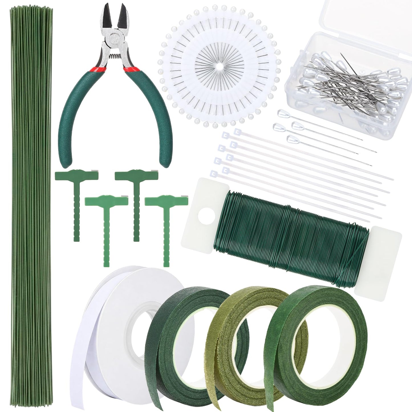 Hoemwarm Boutonniere Pin Kit Corsage Making Supplies Set Includes Pins Floral Wire Tape Cutters White Ribbon Metal Clips for Wedding Prom Party DIY Craft Arrangements